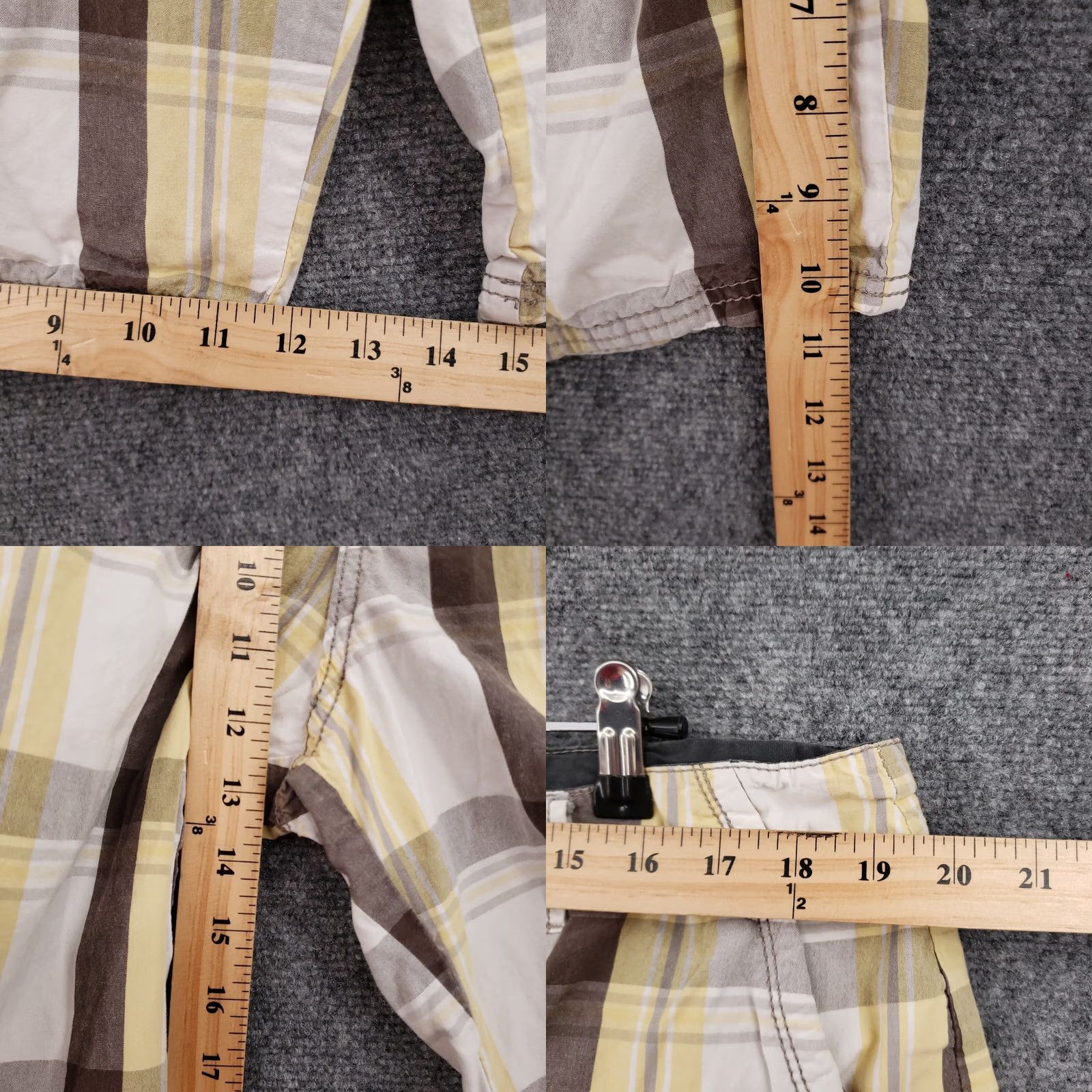 Vintage Marc Ecko Shorts Mens 38 White Brown Chino Cut & Sew Plaid Outdoor 10" Size US 38 / EU 54 - 9 Thumbnail