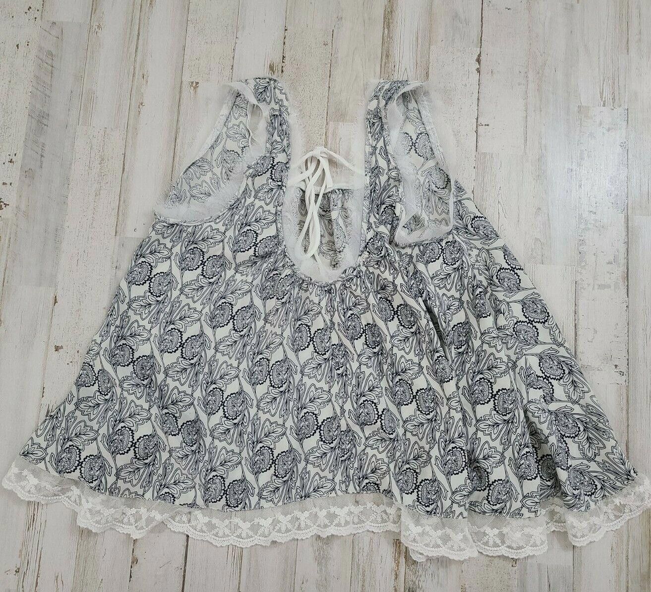 Designer Altar'd state Tank Top XS Black White Fringe Flowy festival Size XS / US 0-2 / IT 36-38 - 2 Thumbnail