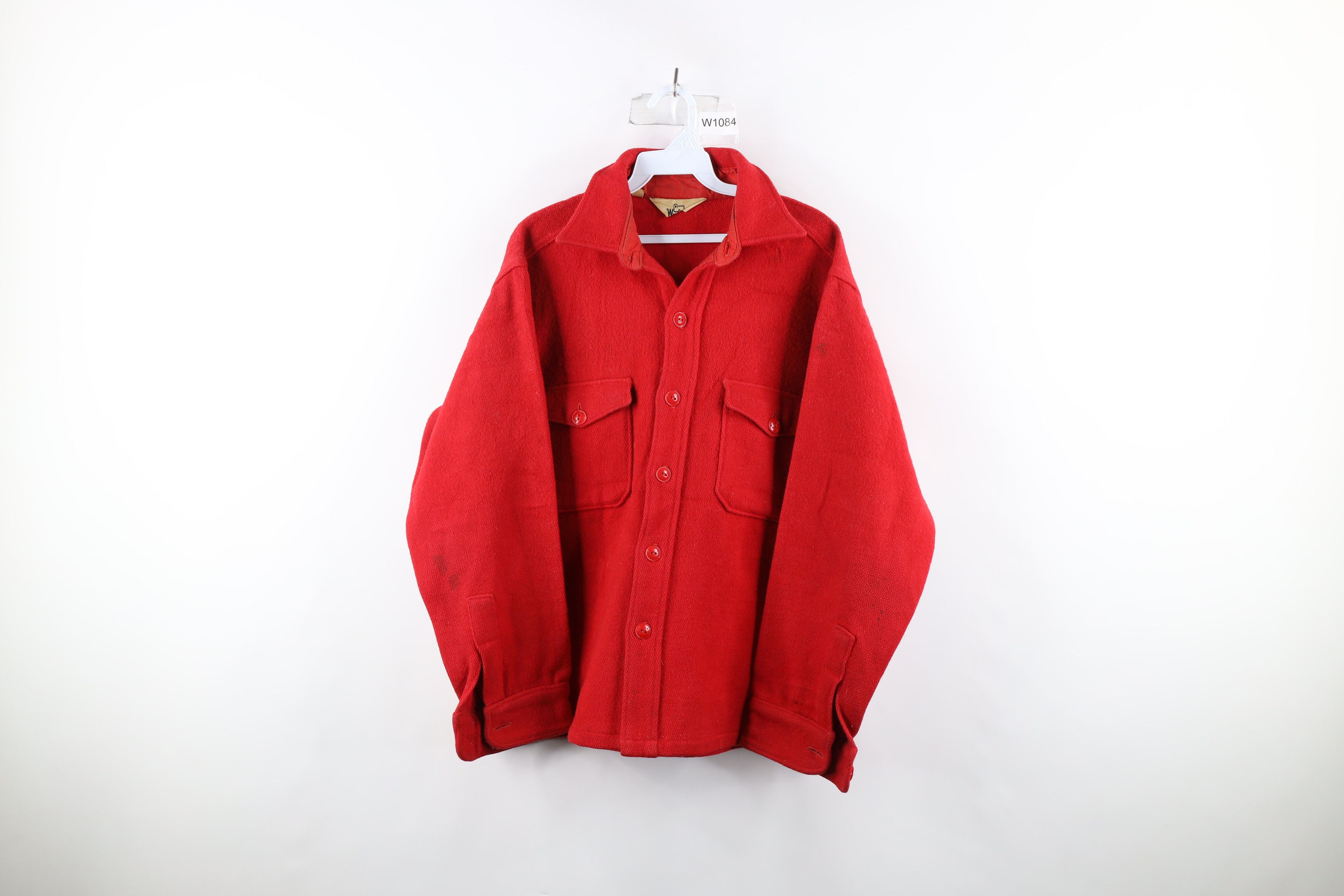 image of Vintage 70's Woolrich Mackinaw Wool Jac Shirt Jacket Red Usa, Men's (Size Medium)