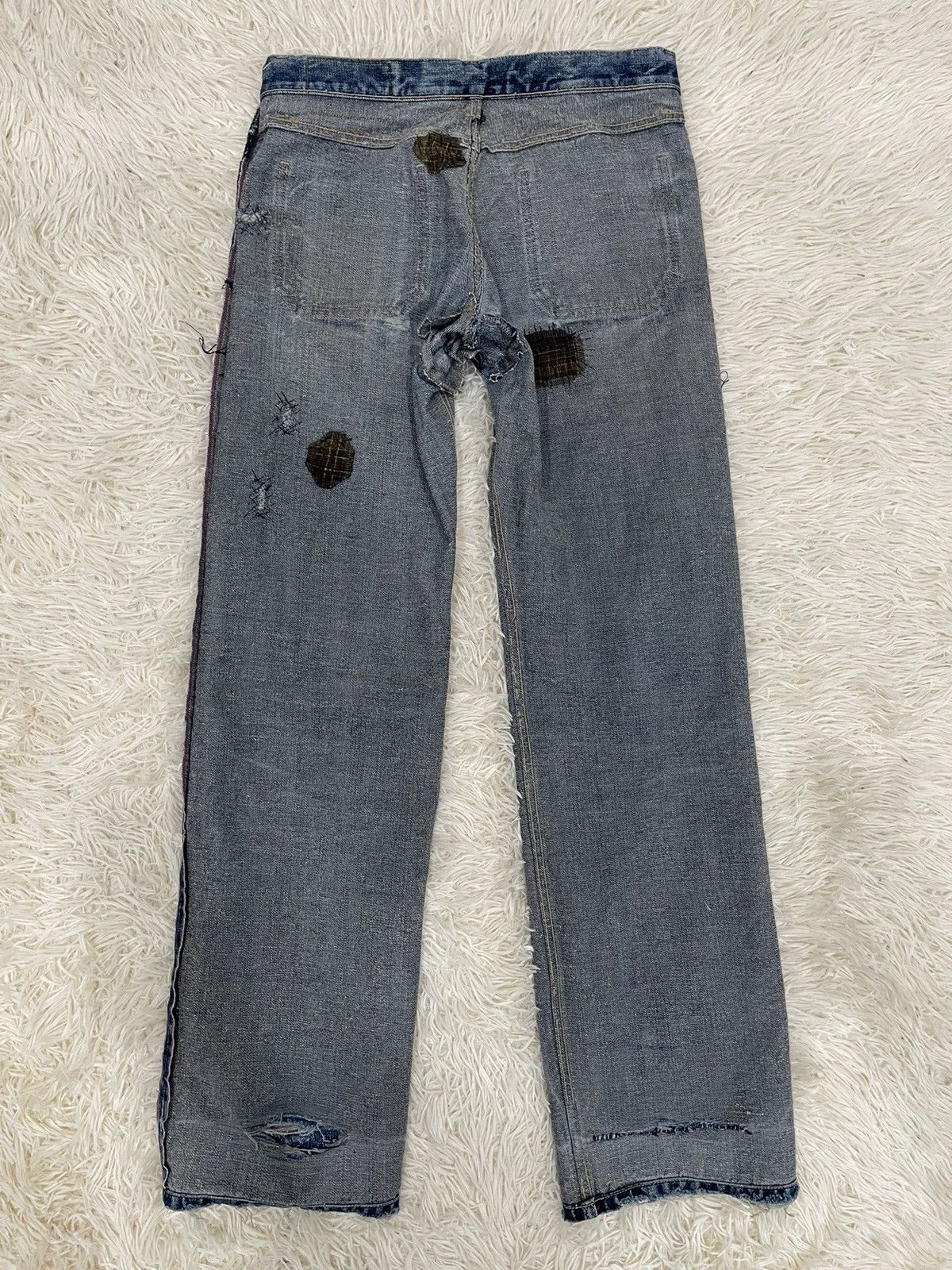 Japanese Brand Ozone Rocks Thrashed Redline Japan Denim Size US 31 - 24 Thumbnail