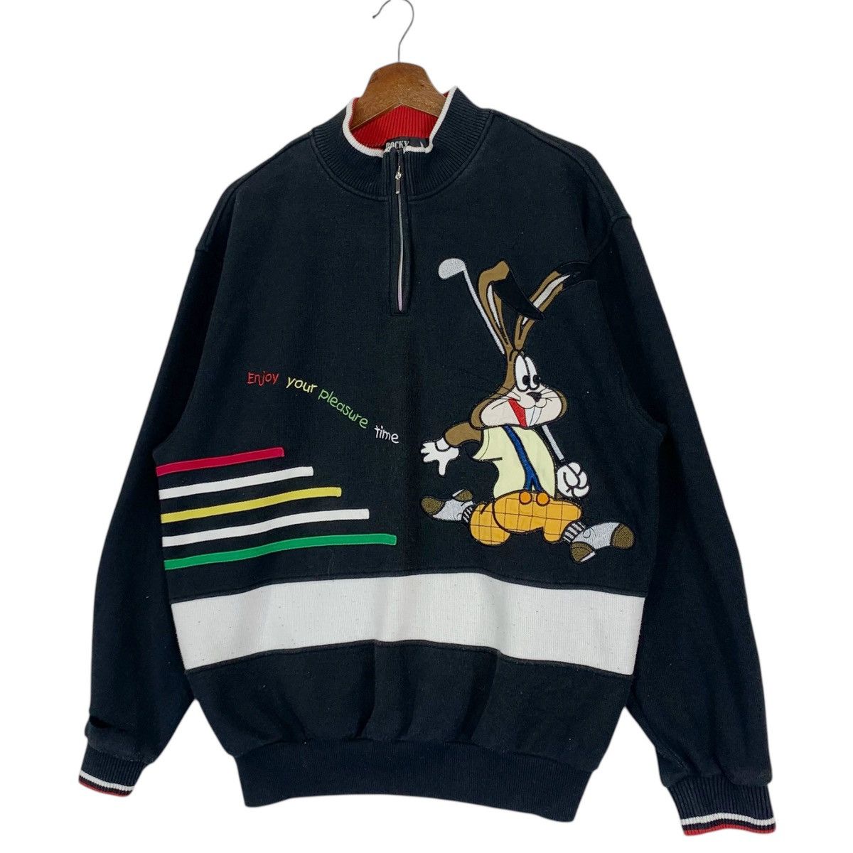 Vintage Vintage Rocky Rabbit Half Zip Sweatshirt Size US L / EU 52-54 / 3 - 3 Thumbnail