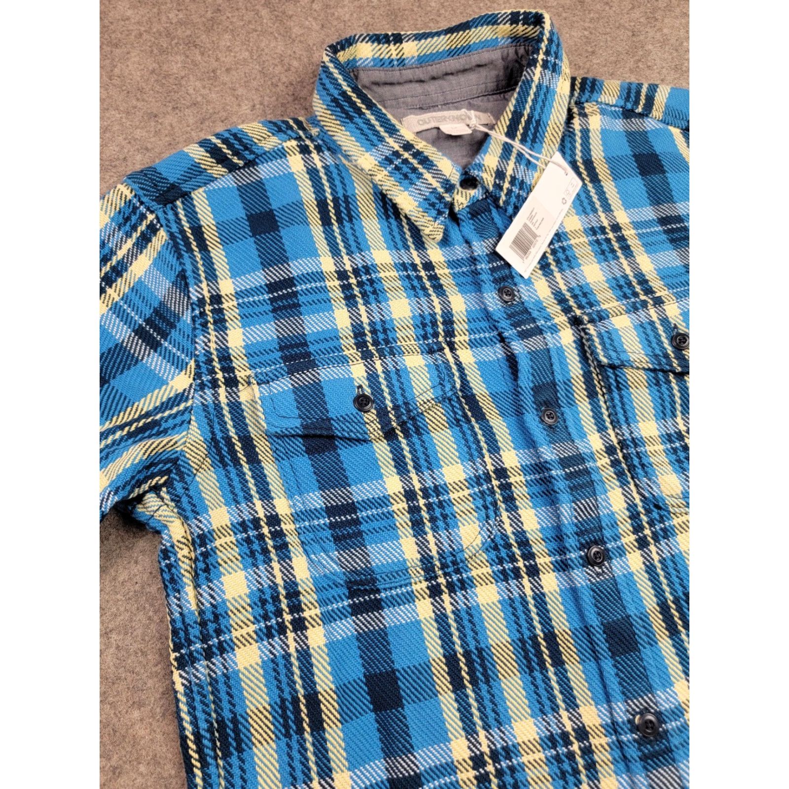 Outerknown Outerknown Shirt Mens Small Blue Yellow Plaid Blanket Flannel Organic Cotton Button-Up Casual Workwear Size US S / EU 44-46 / 1 - 5 Thumbnail