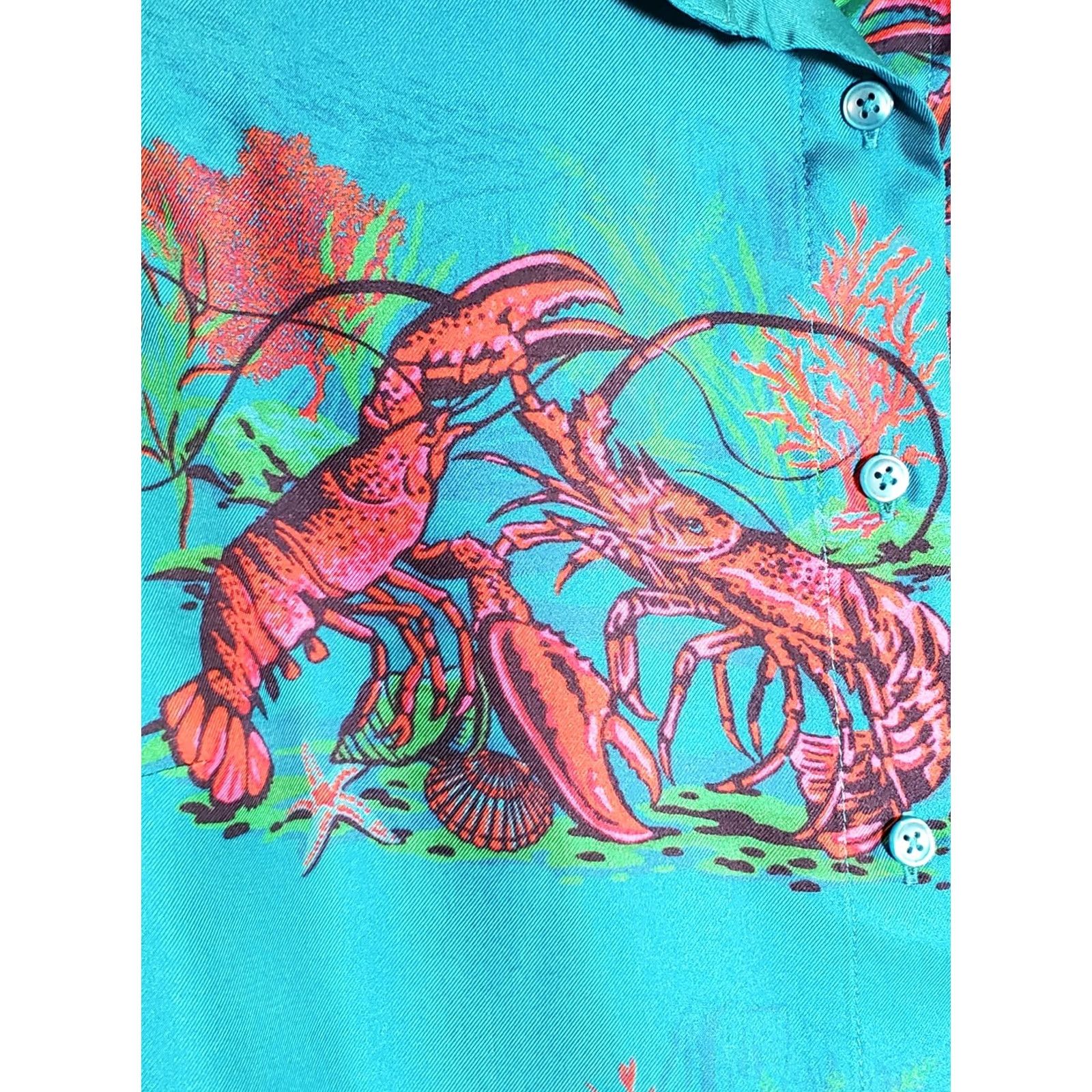 J.Crew J. Crew Collection Silk Twill Lobster Print Button Up Shirt Top Womens Sz 6 Multicolor Ocean Bottom of the Sea Shirts Size M / US 6-8 / IT 42-44 - 3 Thumbnail