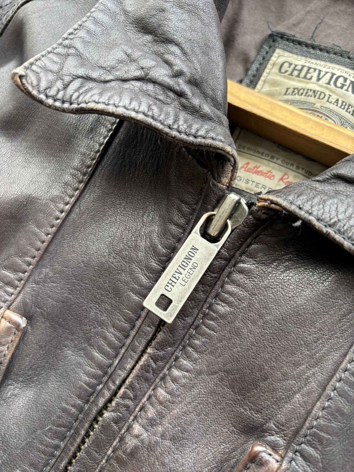 Chevignon × Hysteric Glamour × Vintage 😍Schott Avirex Style Chevignon Washed Leather Jacket Faded Size US L / EU 52-54 / 3 - 11 Thumbnail