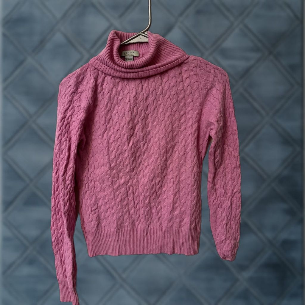 Pinko Geneva Cashmere Cable Knit Turtleneck Sweater Pink M Womens Pullover All Seasons Cashmere Knit Dane? Size M / US 6-8 / IT 42-44 - 1 Thumbnail