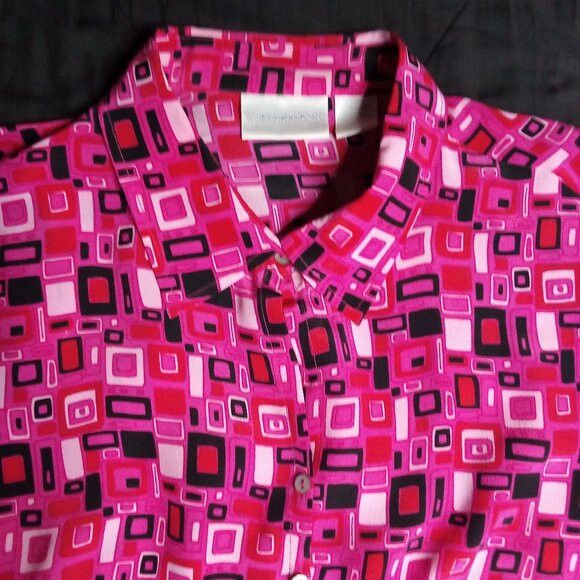 Worthington Vintage Worthington Tiles Silk Button Shirt Size XL / US 12-14 / IT 48-50 - 1 Thumbnail