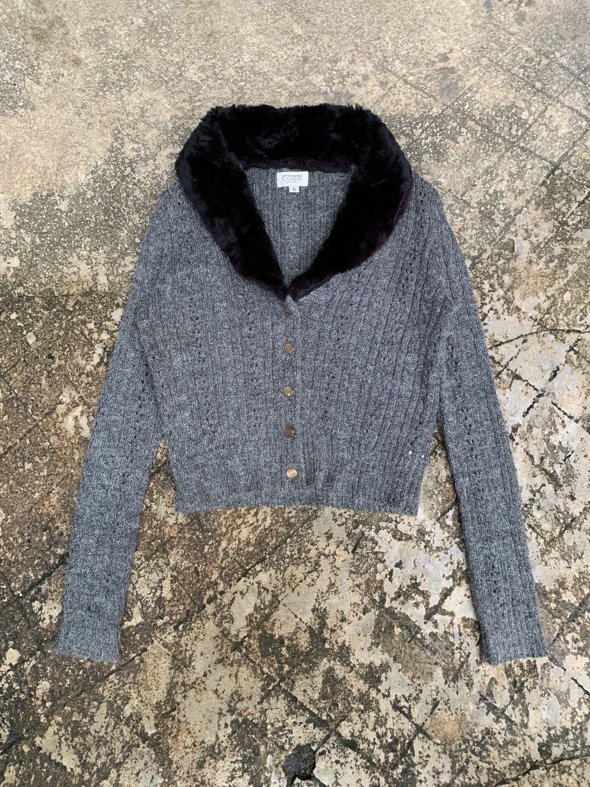 If Six Was Nine × Japanese Brand × Le Grande Bleu (L.G.B.) 2000s Cozzi Japan Avant Garde Fur Mohair Knitwear Cardigan Size S / US 4 / IT 40 - 1 Thumbnail