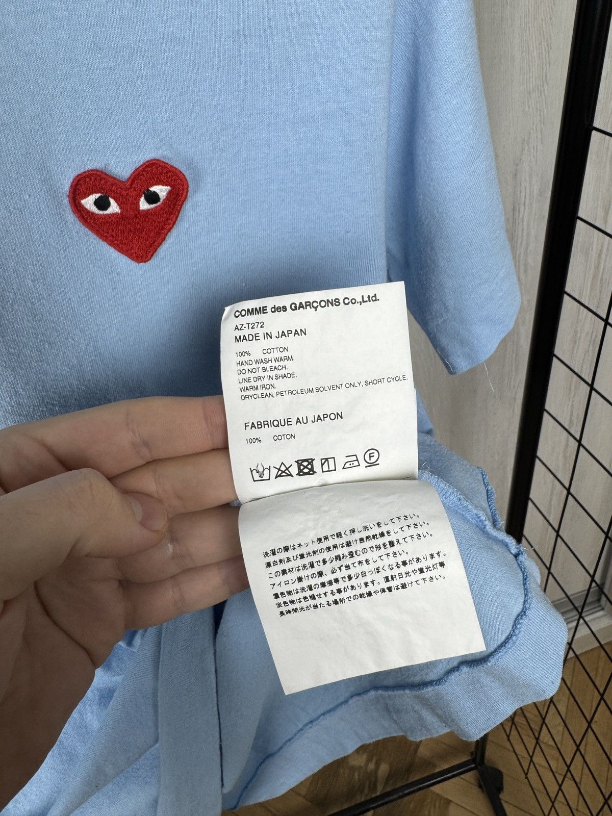 Comme des Garcons PLAY COMME des GARCONS PLAY Red Heart Blue Mens Cotton Tee Japan Size US M / EU 48-50 / 2 - 10 Thumbnail