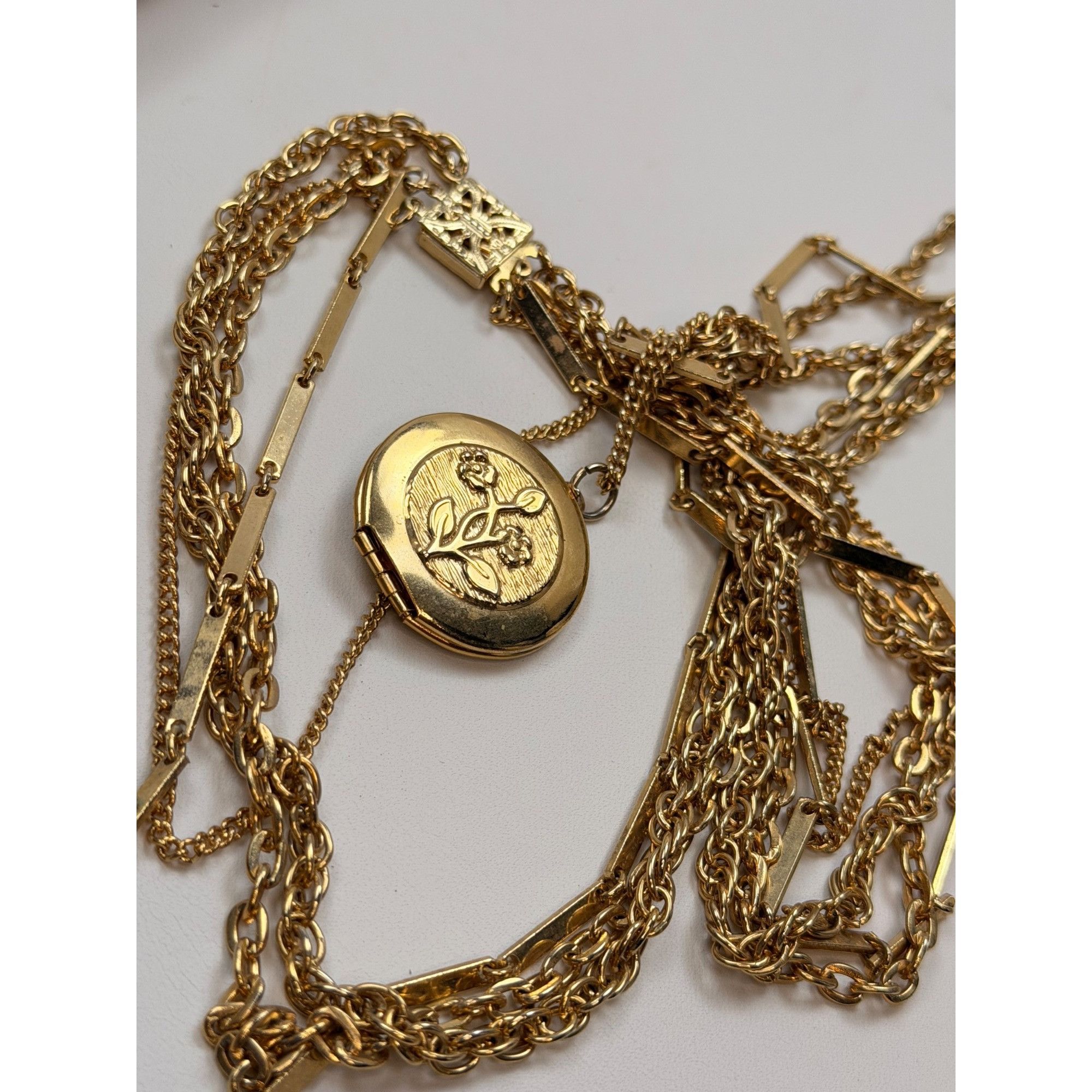 Other Locket pendant 4 tier necklace Gold Plated Multi-Layer Neckl Size ONE SIZE - 6 Thumbnail