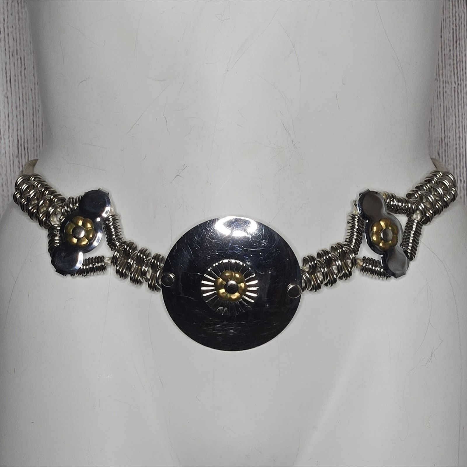 Vintage VTG 70s 80s Silver/Brass Tone Flower Rope Belt, 36" long Size ONE SIZE - 1 Thumbnail