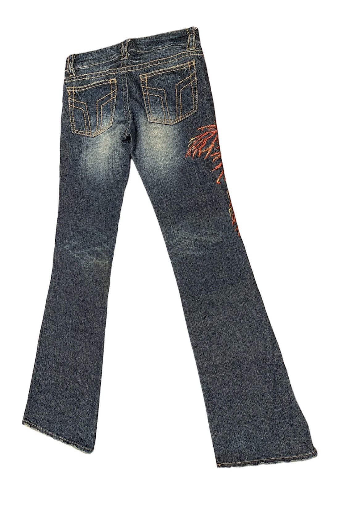 Japanese Brand Rare Sword Jean 44 Peace Embroidered Flare Denim Pants Size US 29 - 5 Thumbnail