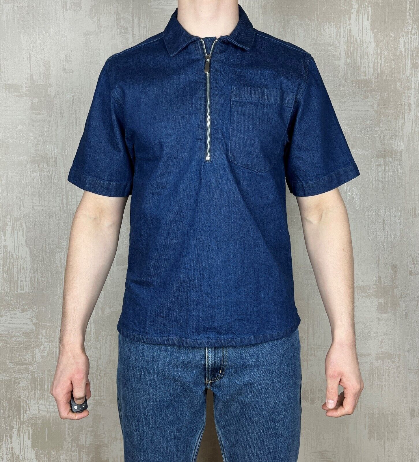 Other Just Junkies Reggie Half Zip Indigo Denim Short Sleeve Shirt Size US S / EU 44-46 / 1 - 2 Thumbnail