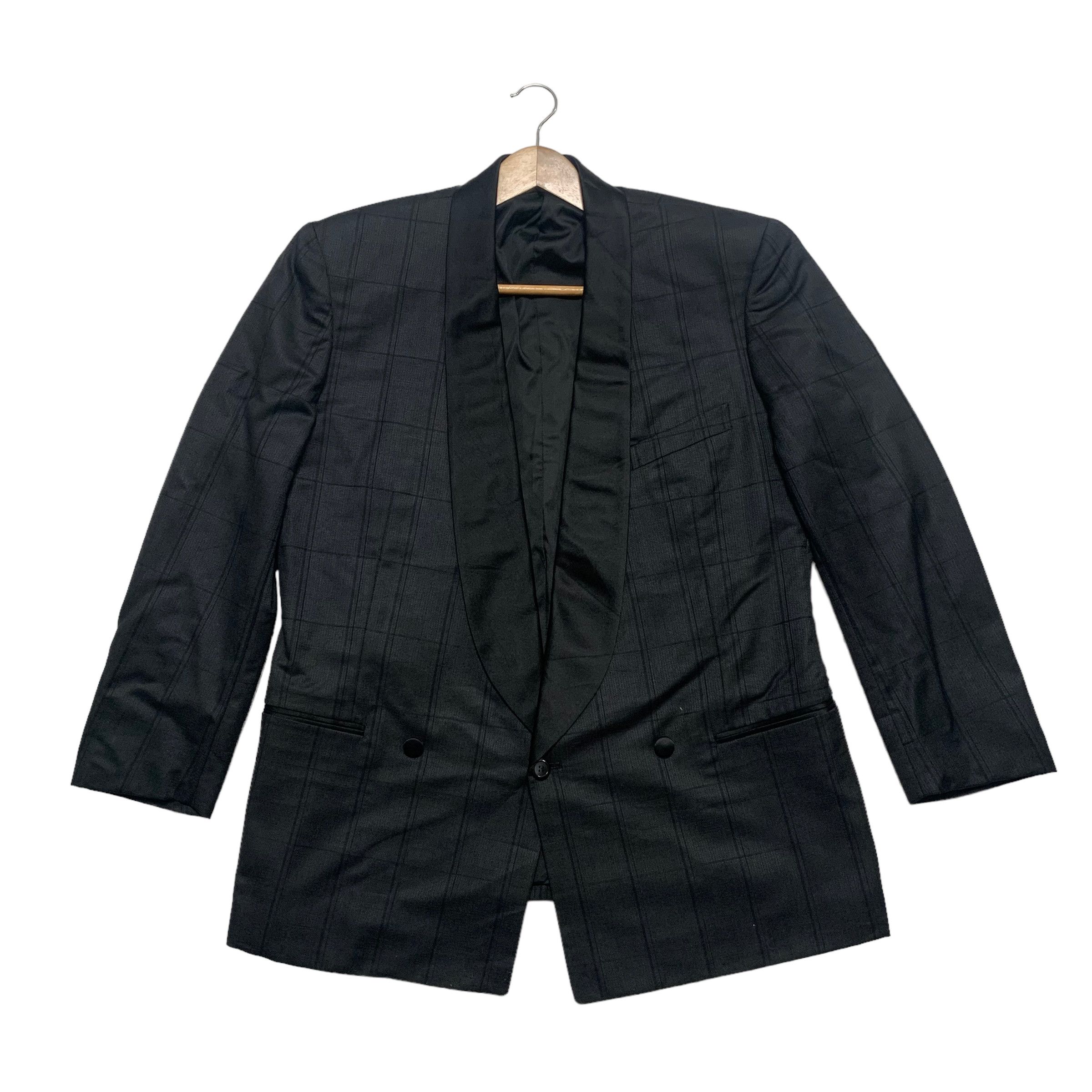 image of YVES Saint Laurent Plaid Blazer Jacket in Black, Men's (Size Large)