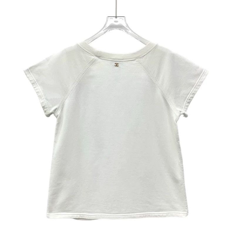 Chanel Chanel White laurel double C printed cotton round-neck sho Size M / US 6-8 / IT 42-44 - 2 Thumbnail