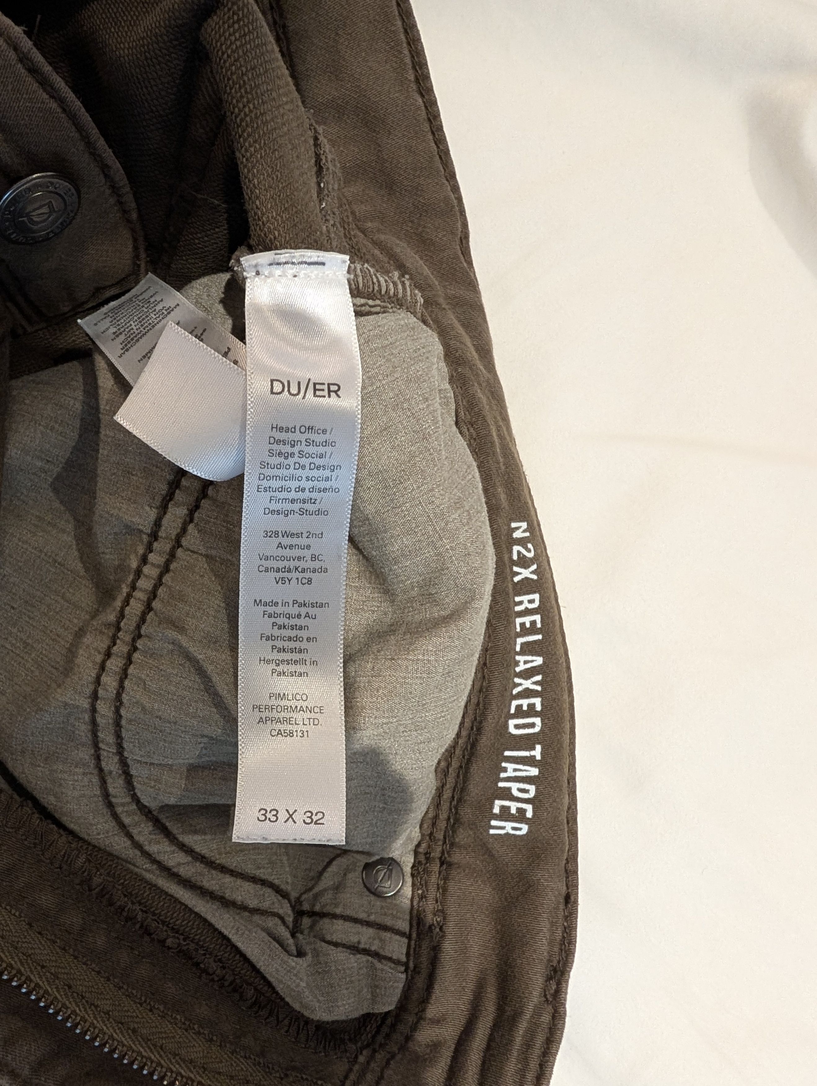 DUER No Sweat Relaxed Taper Timber Size US 33 - 5 Thumbnail