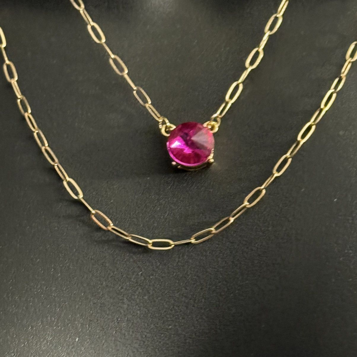 Other Gold tone layered hot pink gemstone pendant necklace Size ONE SIZE - 2 Thumbnail