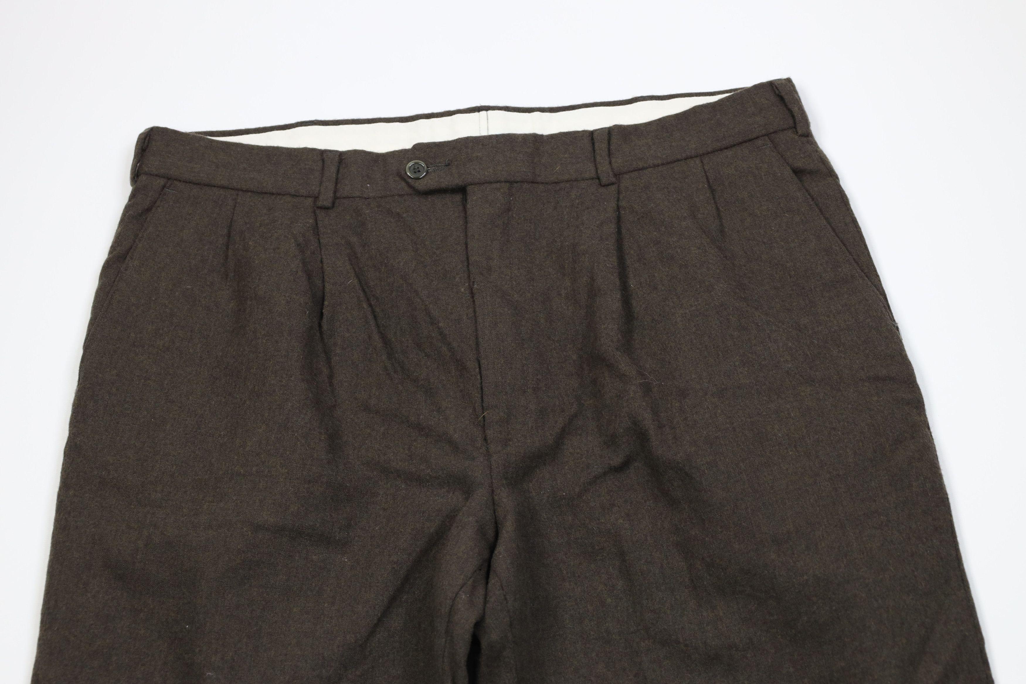 Vintage Vintage 90s Streetwear Wool Knit Wide Leg Chino Pants Green Size US 36 / EU 52 - 2 Thumbnail