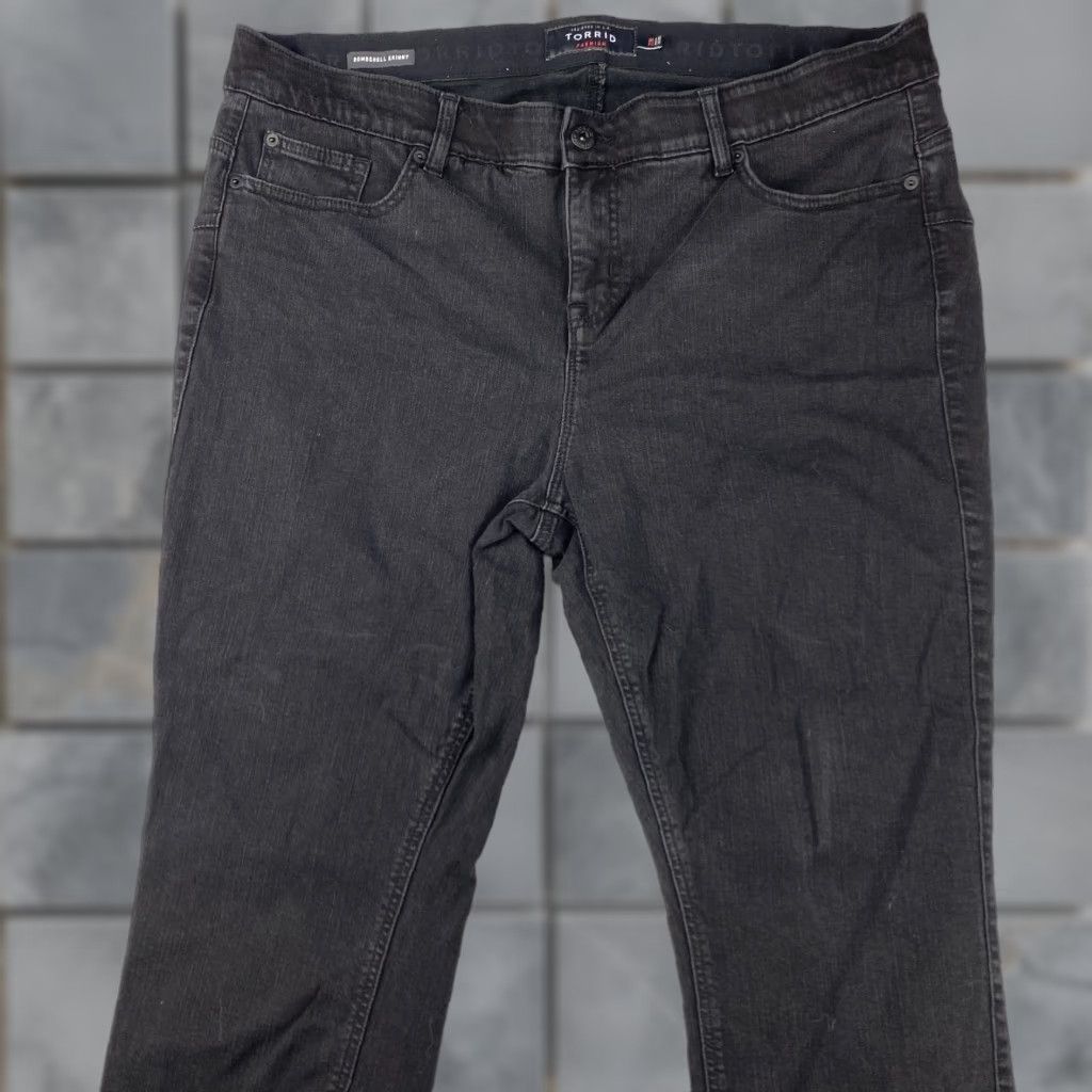 Torrid Torrid Jeans Womens 22R Black Ankle Premium Stretch High Rise Skinny Denim 5-Pocket Modern Distressed Size 40" / US 18 - 1 Thumbnail
