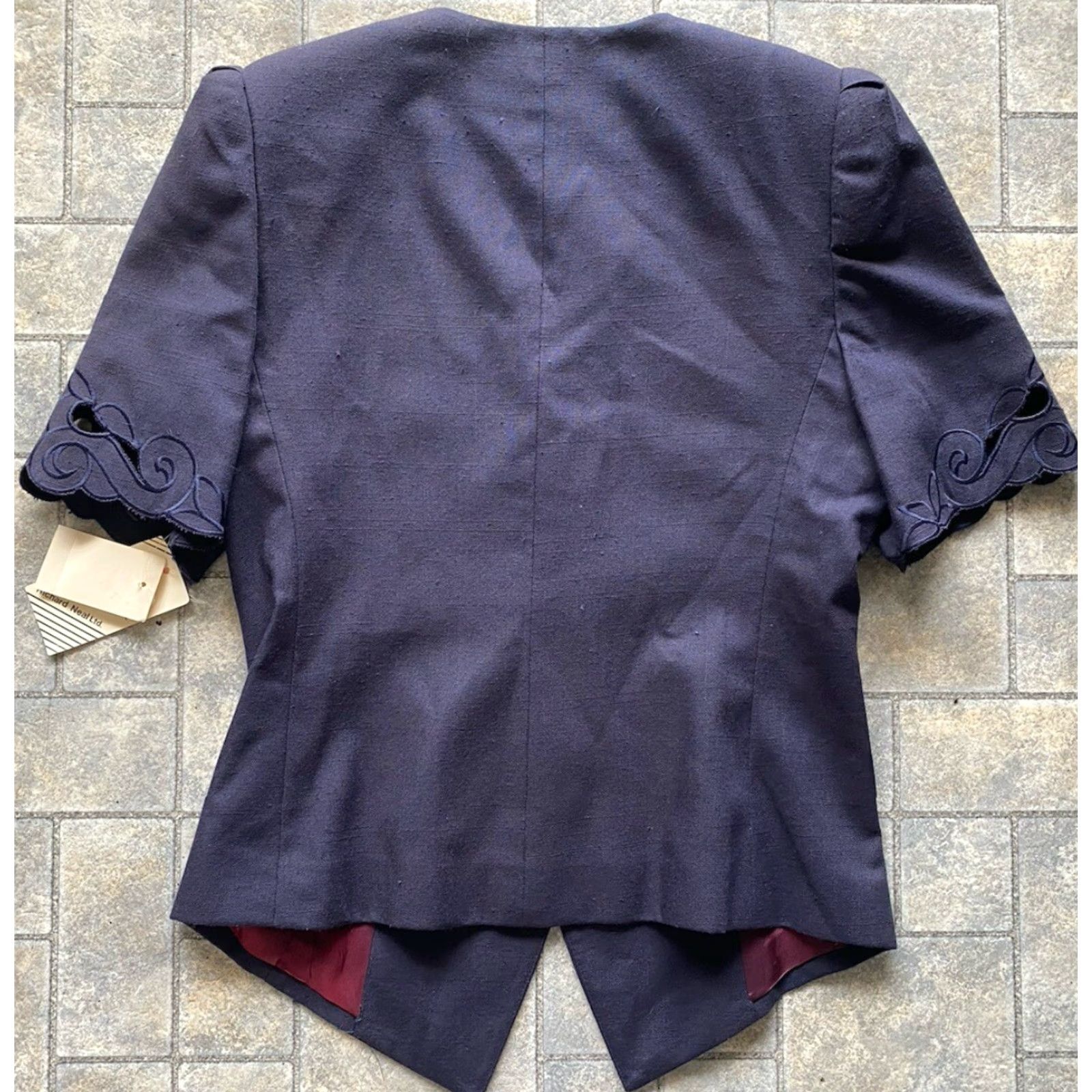 Vintage VINTAGE Lynn Greene For Richard Neal Ltd Blazer Shirt Womens 8 Dark Blue Short Sleeve NWT Style 2865 Size 30" / US 8 / IT 44 - 2 Thumbnail
