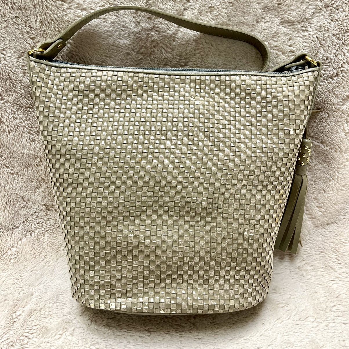 Yves Saint Laurent RARE YSL Vintage Woven Taupe Shoulder Bag Size ONE SIZE - 11 Thumbnail