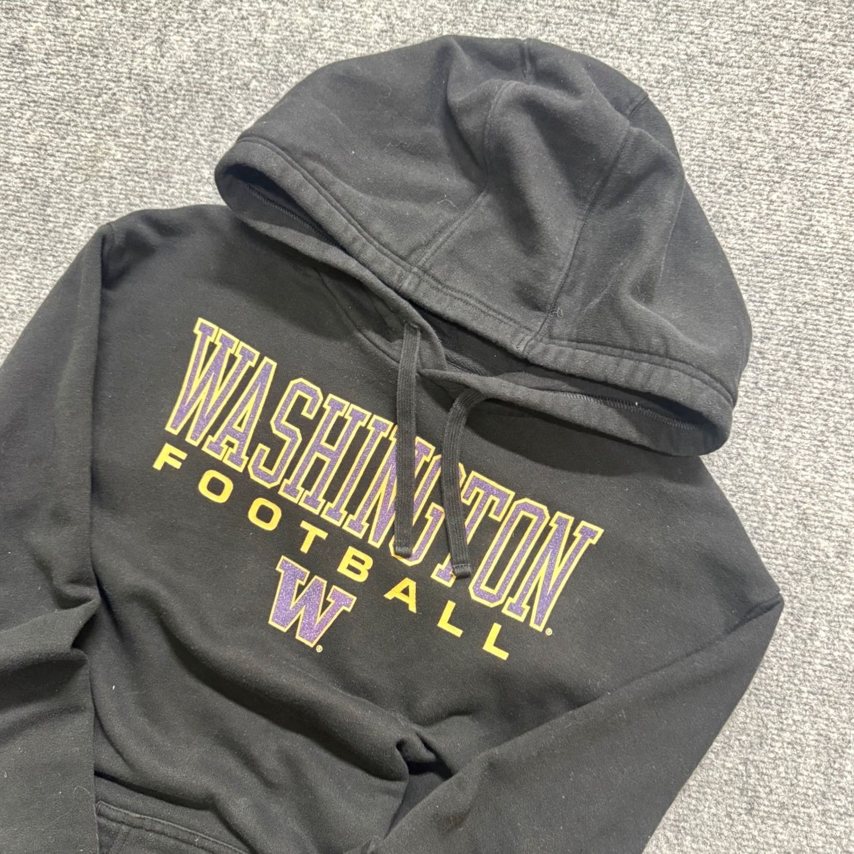 Vintage Fanatics Washington Huskies Hoodie Pullover Men L Black Football Distressed Fade Size US L / EU 52-54 / 3 - 2 Thumbnail