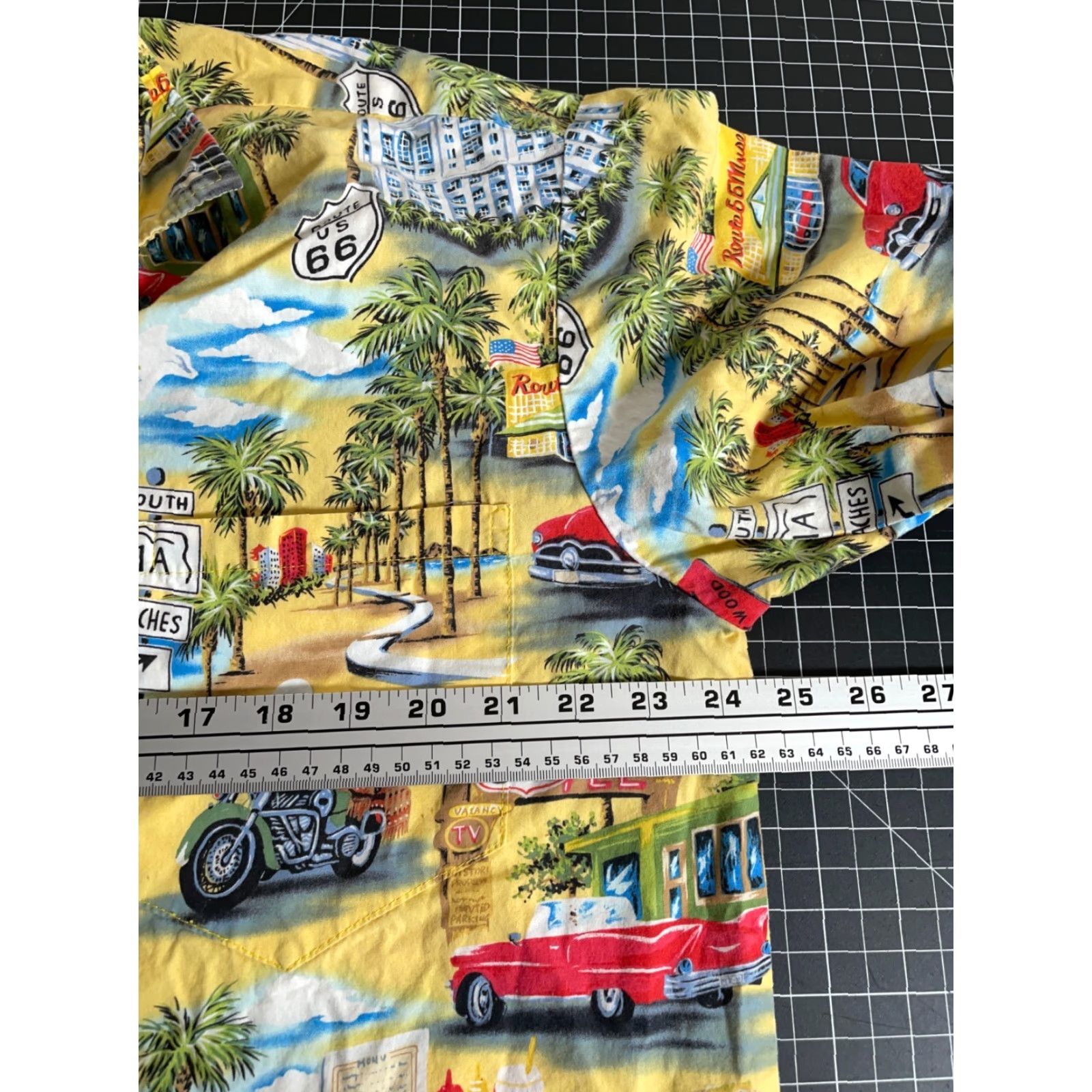 Vintage Vintage Hawaiian Shirt Aloha Republic Adult XL Camp Collar 1980s Map Route 66 Yellow Cotton Men Size US XL / EU 56 / 4 - 5 Thumbnail