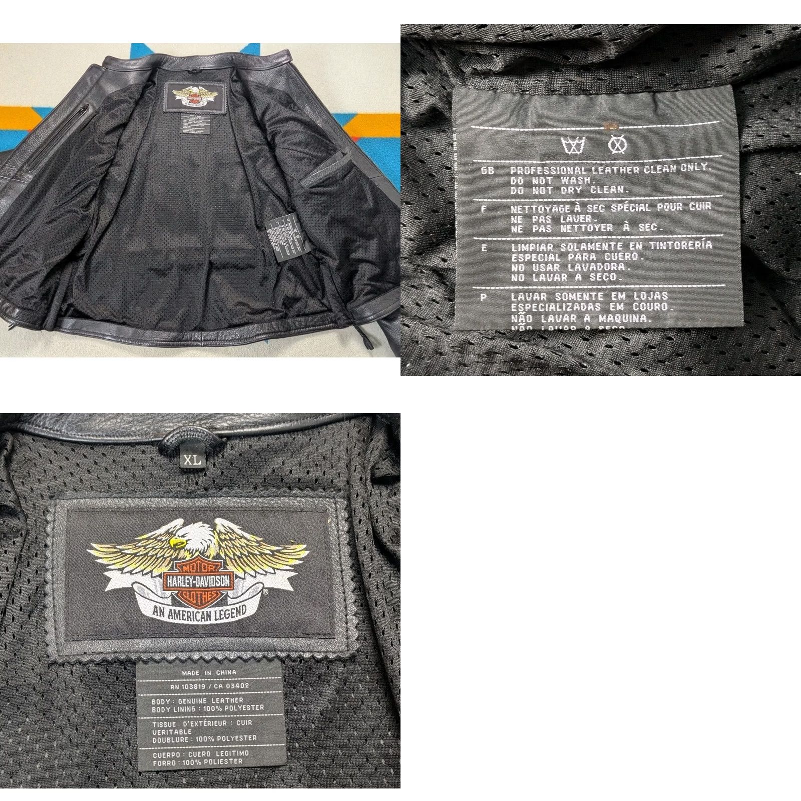 Harley Davidson Harley Davidson Women's XL Black Motorcycle Jacket Leather Willie G Wheel Casual Travel Full Zip Lined Zipped Pockets Size XL / US 12-14 / IT 48-50 - 8 Thumbnail