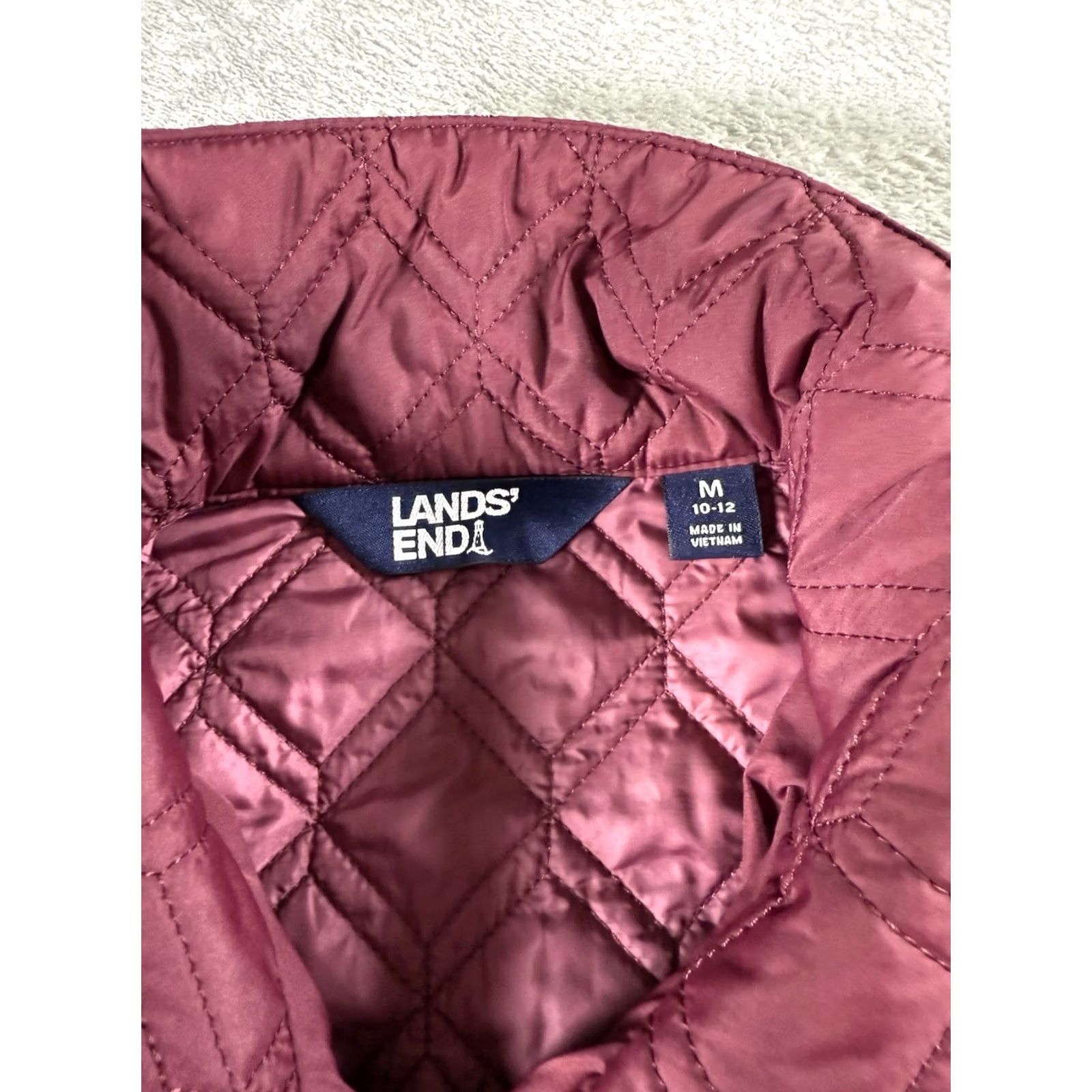 Lands' End Lands End Women’s M Burgandy Quilted Vest Workwear Mom Grandma Core Basic Red Lightweight Pockets Size M / US 6-8 / IT 42-44 - 6 Thumbnail