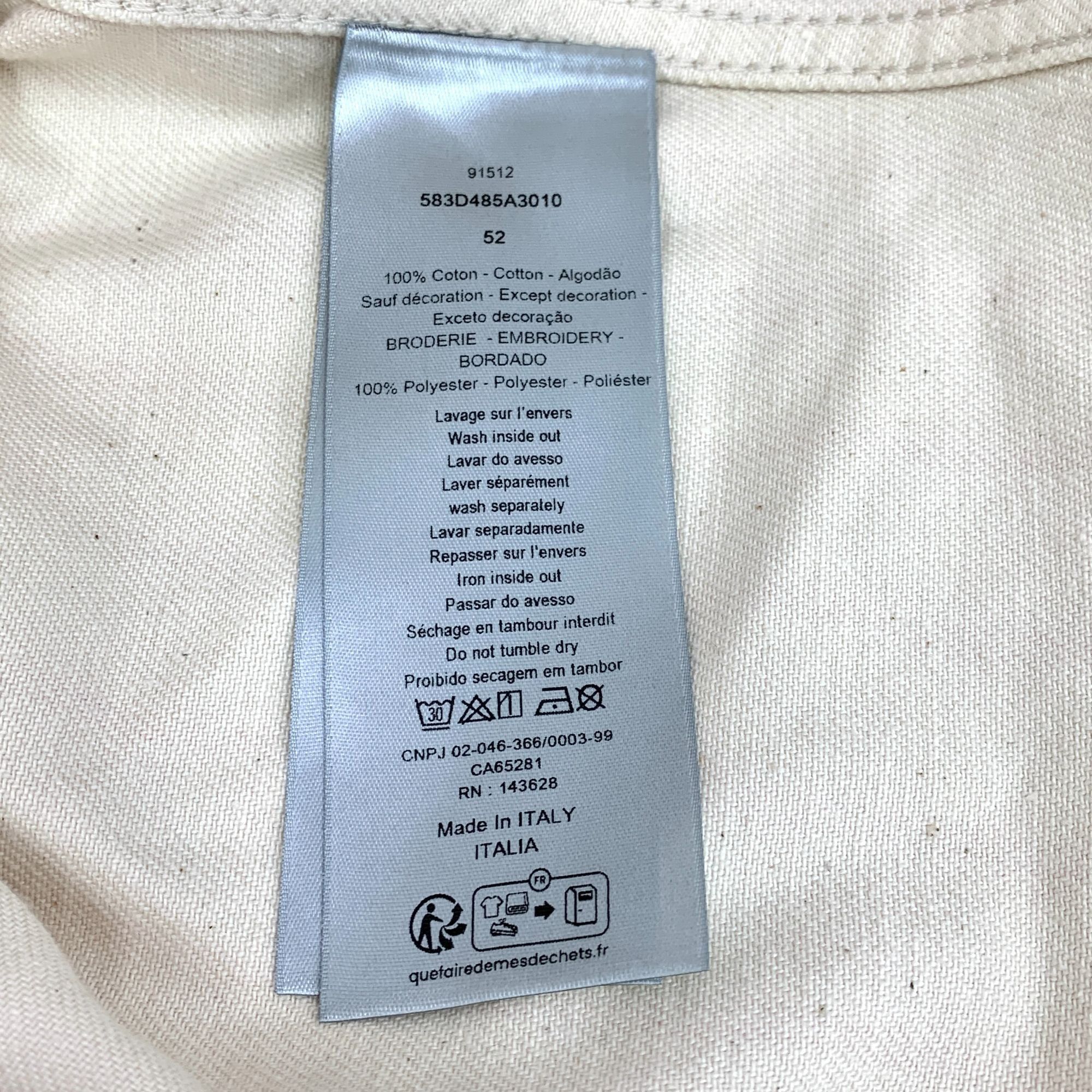 Dior DIOR Mens Cream & Red Striped Cotton Denim Jacket Made In It Size US L / EU 52-54 / 3 - 4 Thumbnail
