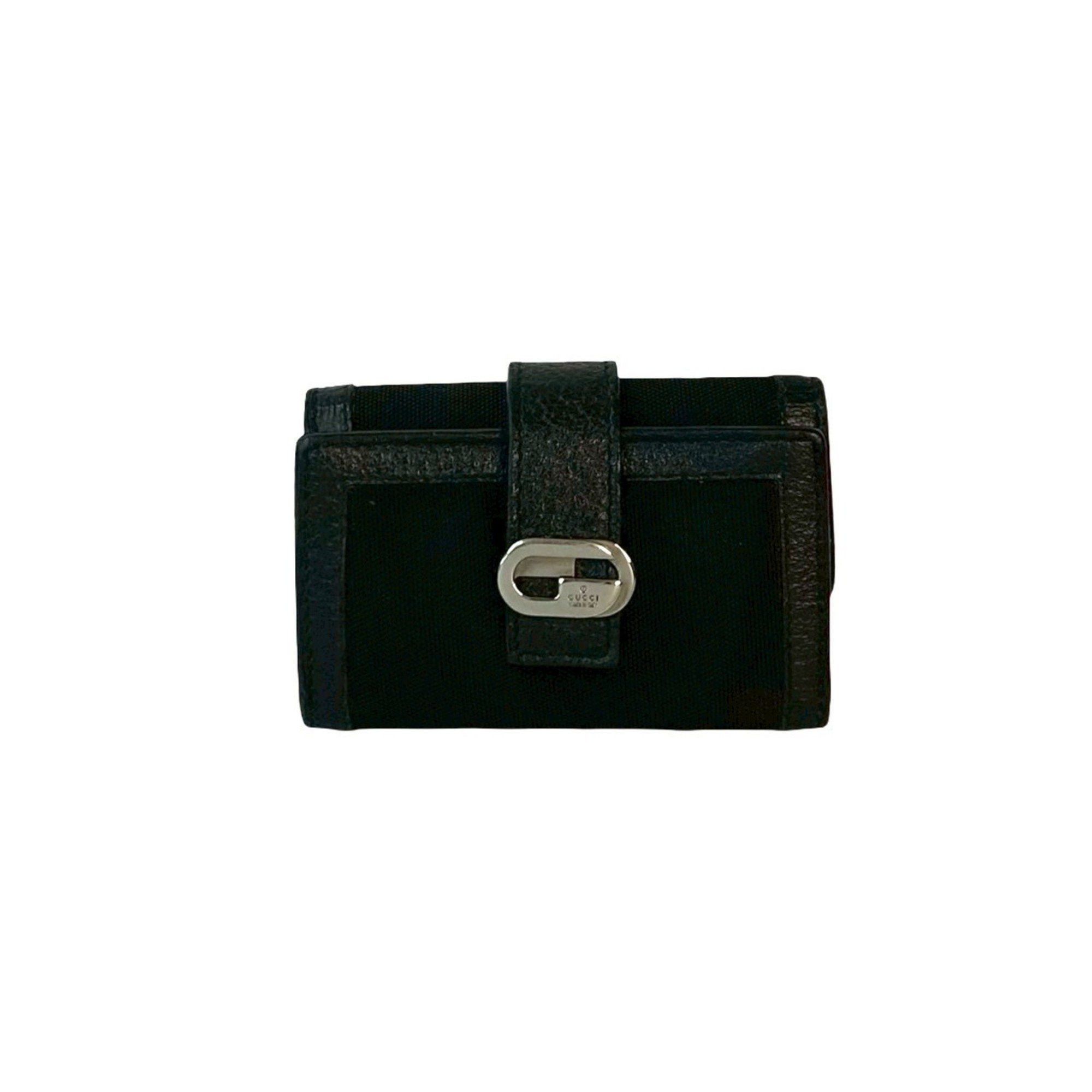 Gucci GUCCI G logo engraved leather and nylon tri-fold key case with holder, black, 34966 Size ONE SIZE - 1 Thumbnail