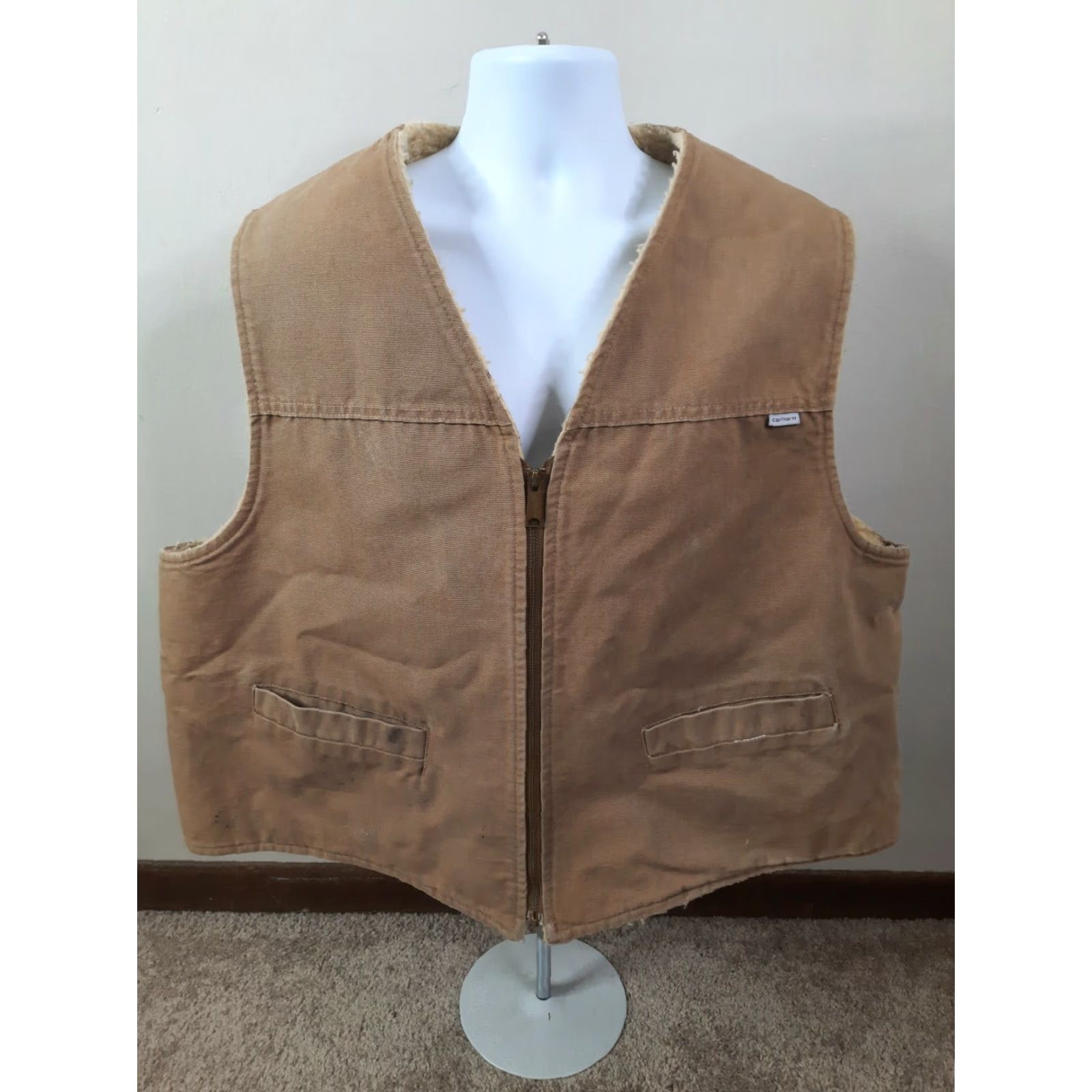 Carhartt VINTAGE Carhartt Vest Mens Duck Canvas Sherpa Lined 2XL Brown USA Union Made Workwear 90s Outdoor Hunting Size US XXL / EU 58 / 5 - 2 Thumbnail