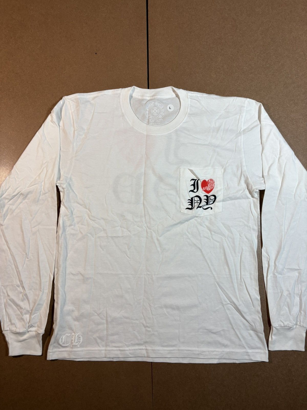 Chrome Hearts NY Pocket Long Sleeve Tee White Size L New