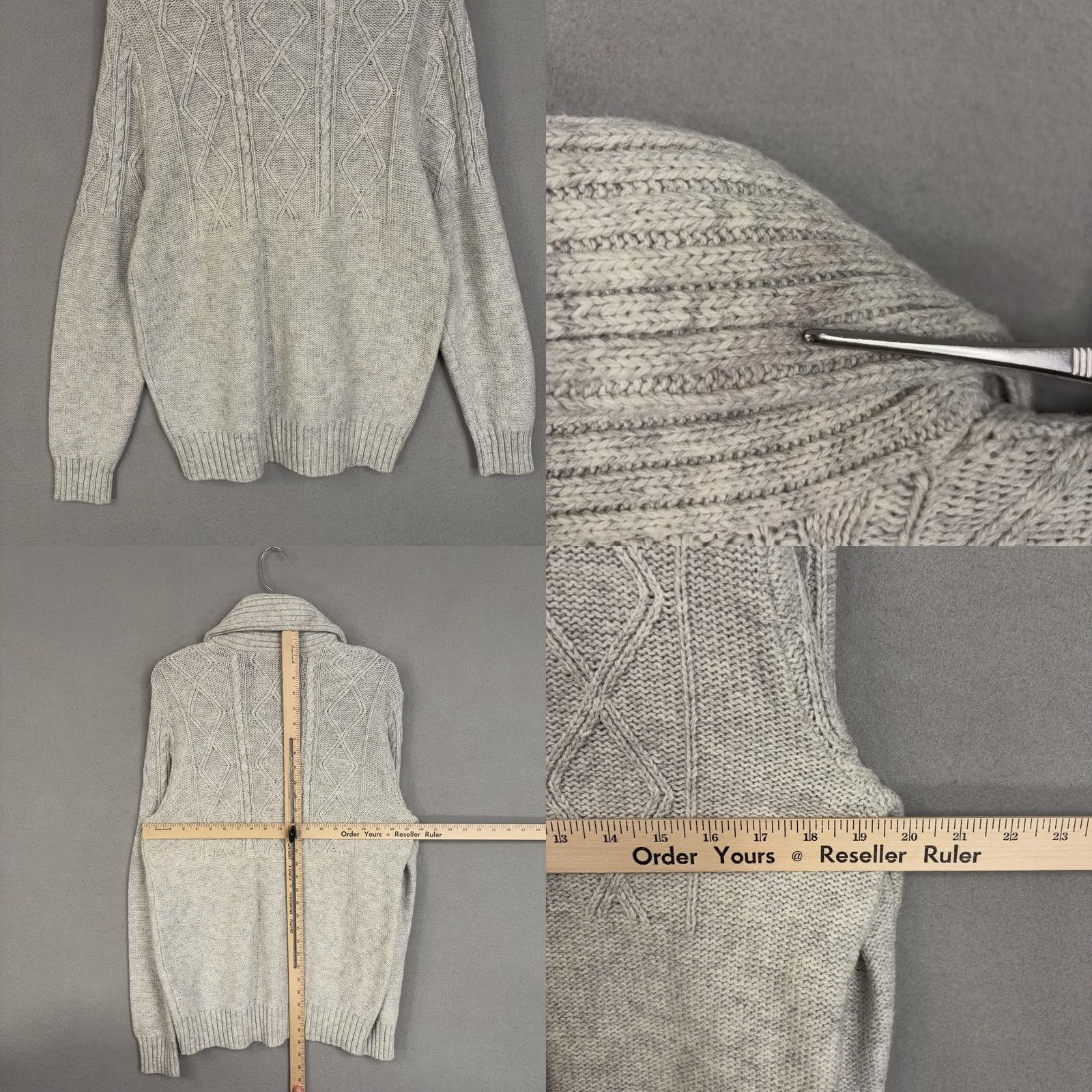 American Eagle Outfitters American Eagle Sweater Mens Large Gray Cable Knit Shawl Preppy Academia Grandpa Size US L / EU 52-54 / 3 - 8 Thumbnail