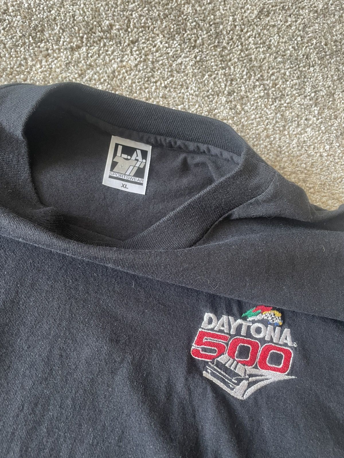 Vintage Vintage Daytona 500 Single Stitch Checkered Sleeve T-Shirt Size US XL / EU 56 / 4 - 3 Thumbnail
