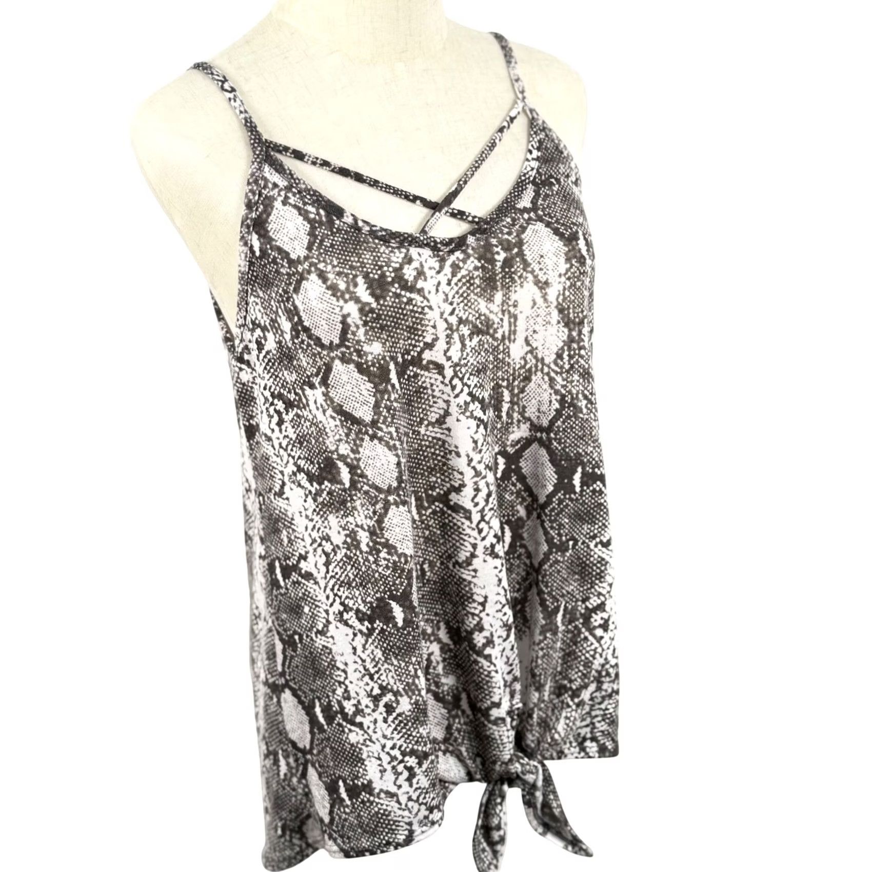 Vintage Fifth Ray Tank Top Small Snakeskin Camisole Trendy Crisscross Festival Tie Front Size S / US 4 / IT 40 - 5 Thumbnail