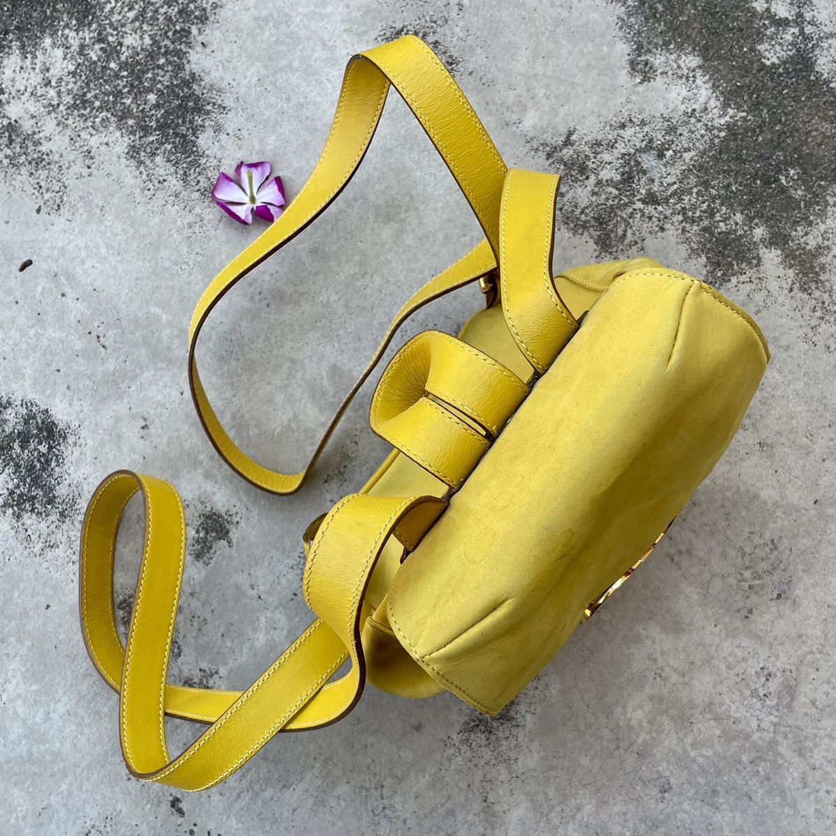 Salvatore Ferragamo Salvatore Ferragamo Yellow Suede Gancini Backpack Size ONE SIZE - 8 Thumbnail