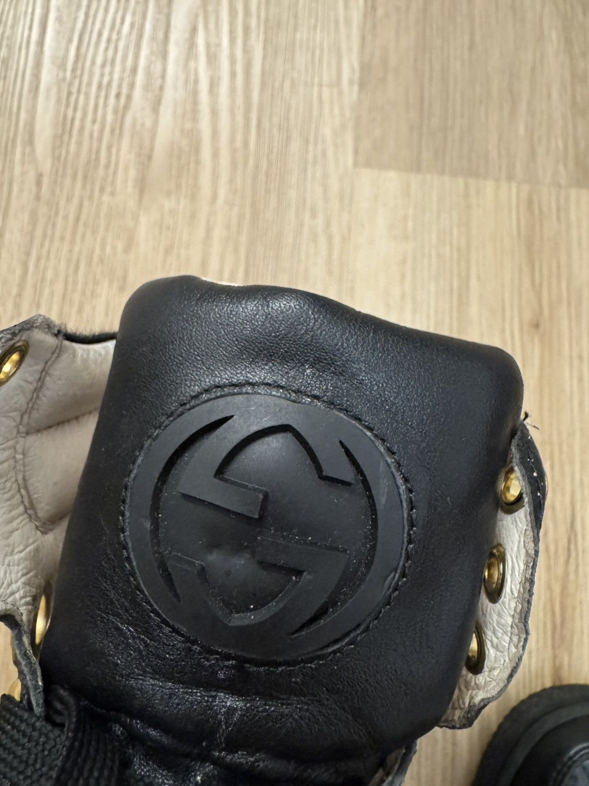 Gucci Gucci GG Monogram Black Leather High Top Sneakers 38 Size US 8 / IT 38 - 10 Thumbnail
