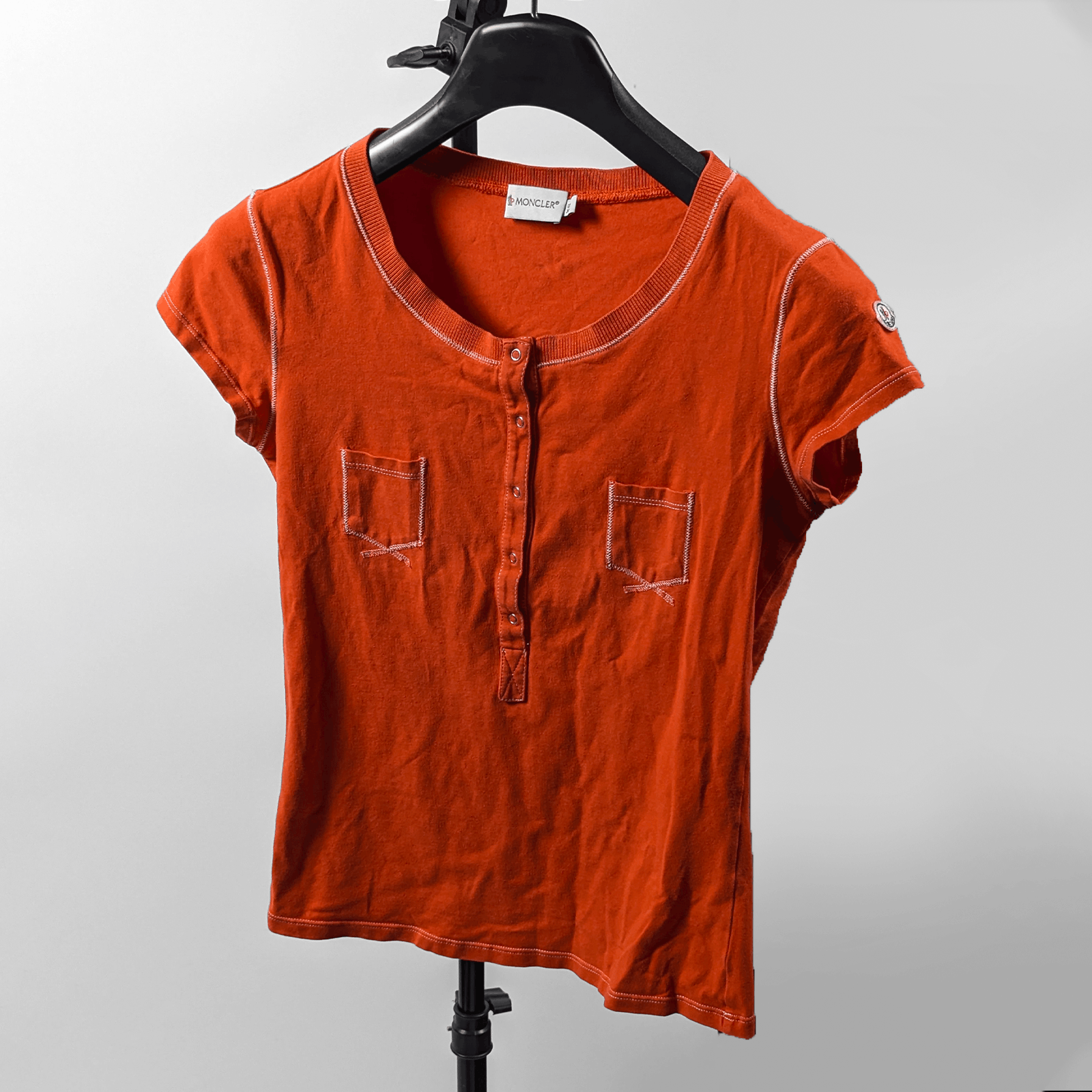 Moncler Moncler Patch Logo Orange Y2K Slim Top Blouse Shirt XS-S Size XS / US 0-2 / IT 36-38 - 2 Thumbnail