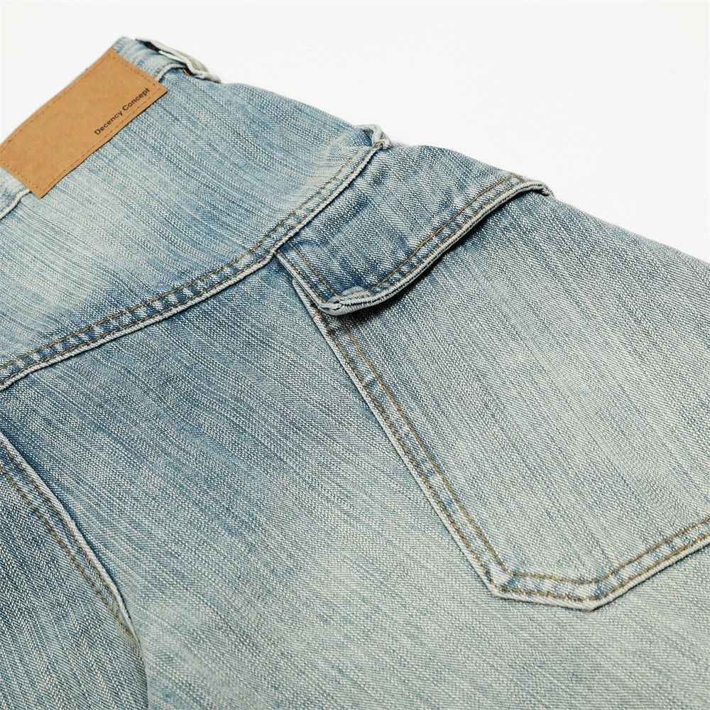 Men's high street washed distressed cargo jeans