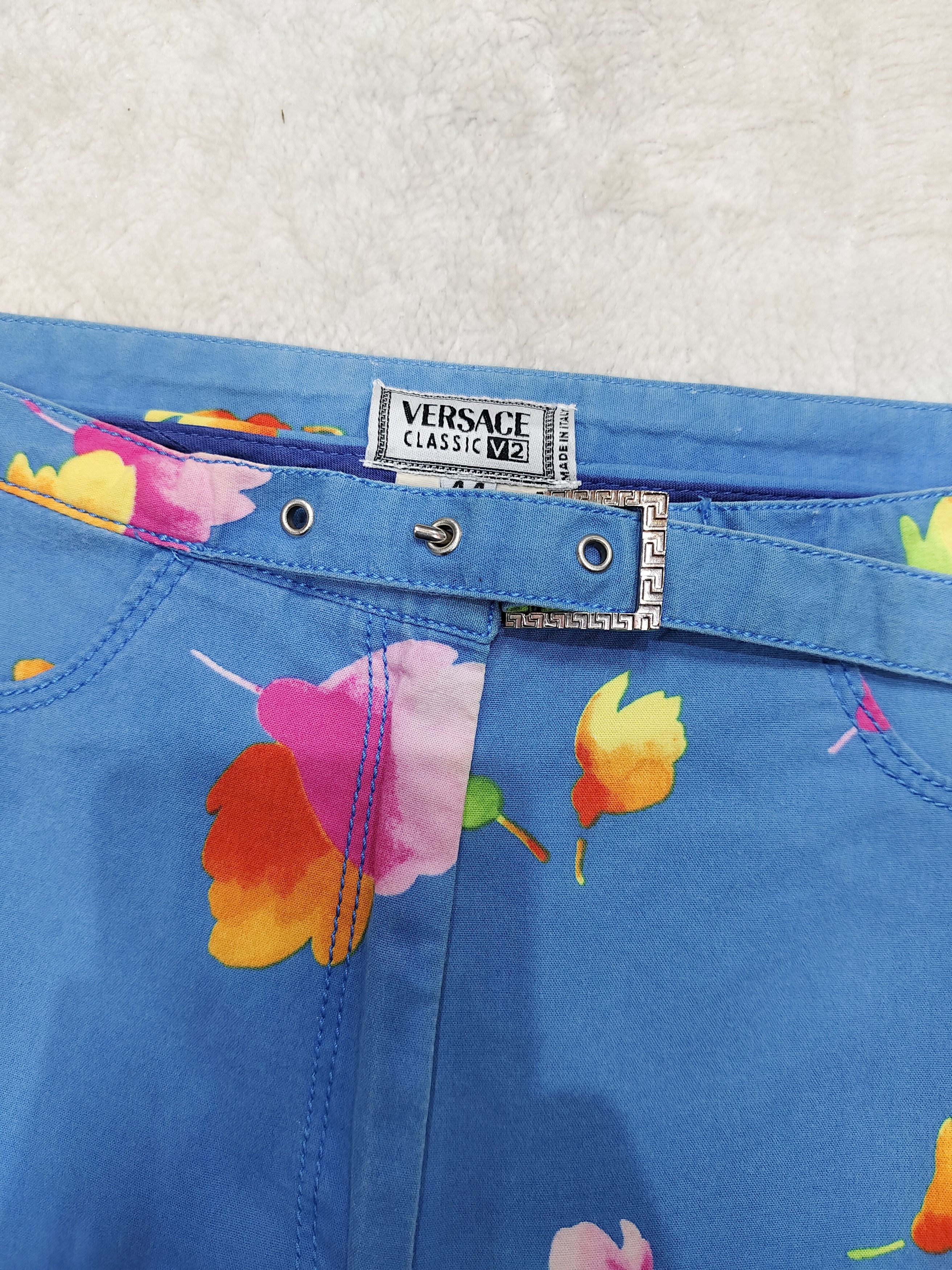 Versace 90s Versace- Classic V2 Greek Belt Y2K Florals Pants Size 30" / US 8 / IT 44 - 5 Thumbnail