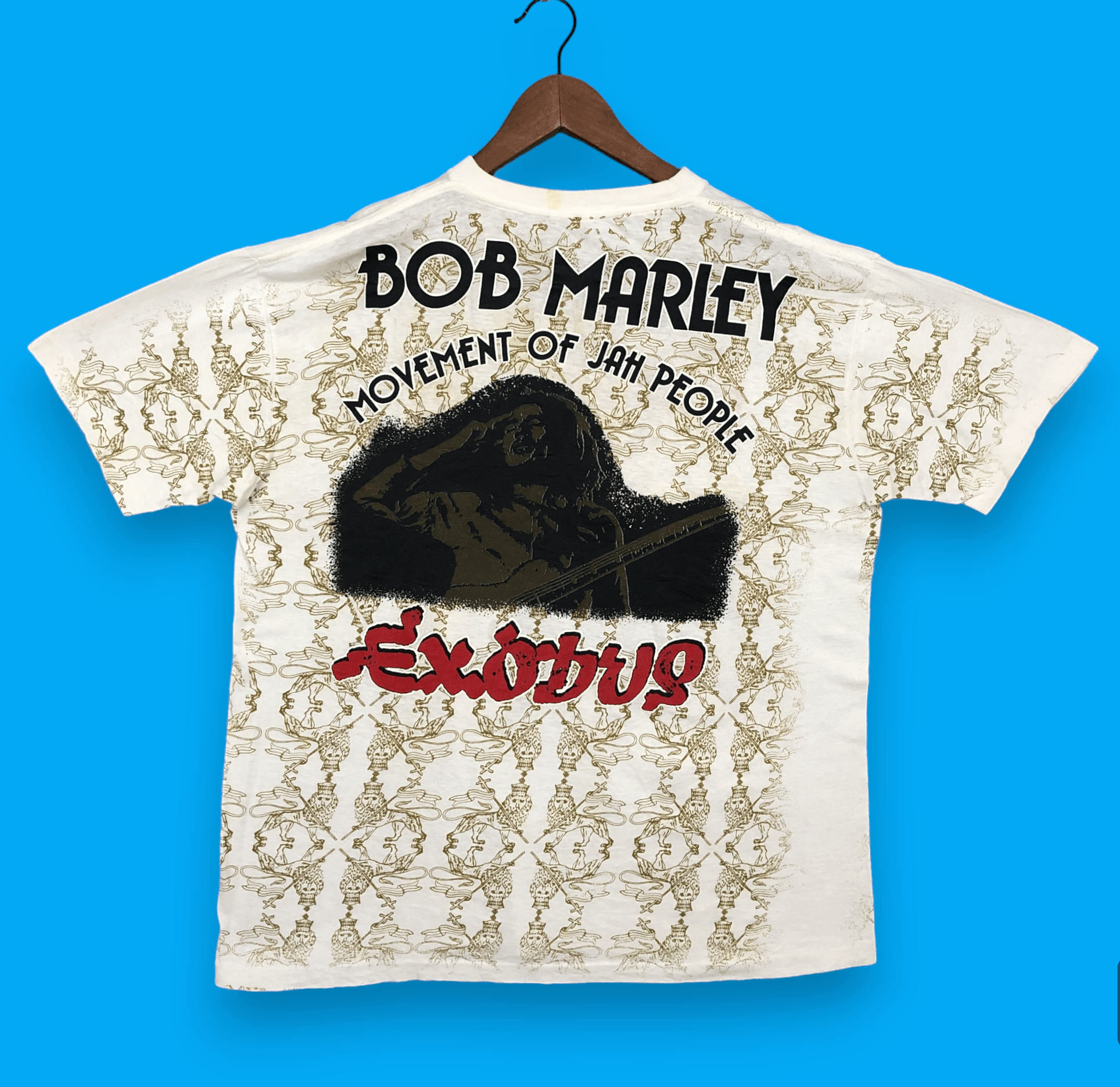 image of Band Tees x Bob Marley Vintage Bob Marley Exodus T-Shirt Reggae Jamaican in White, Men's (Size XL)