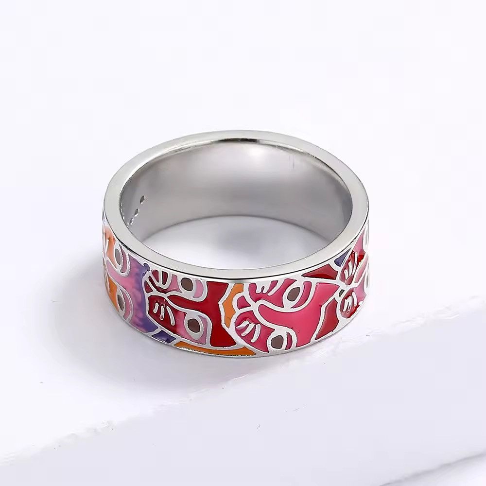 Japanese Brand Cat Face Enamel Ring ( size 6-10 ) Size ONE SIZE - 2 Thumbnail