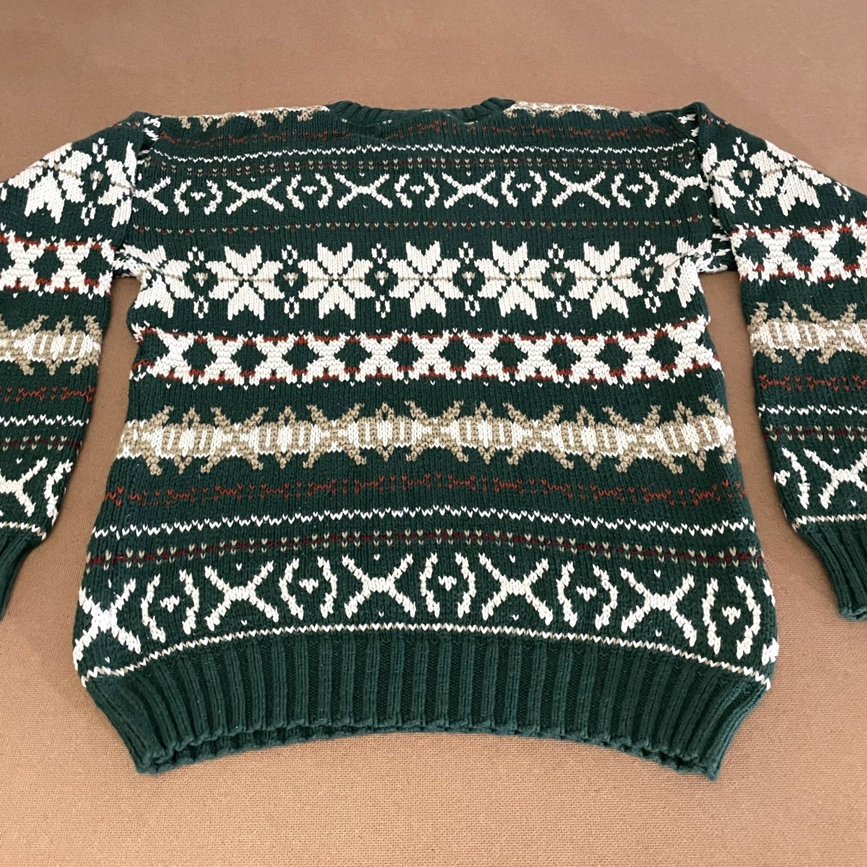 Vintage VINTAGE American Portrait Sweater Mens Medium Crewneck Fair Isle Made USA 90s Green Crew Neck Knitted Pullover Sweatshirt Mens Size US M / EU 48-50 / 2 - 7 Thumbnail