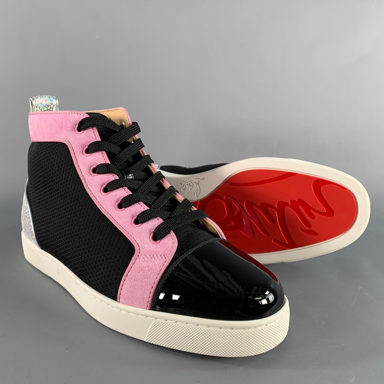 Christian Louboutin Size 9.5 Black Pink Mixed Materials Leather Sneakers Size US 9.5 / EU 42-43 - 5 Thumbnail