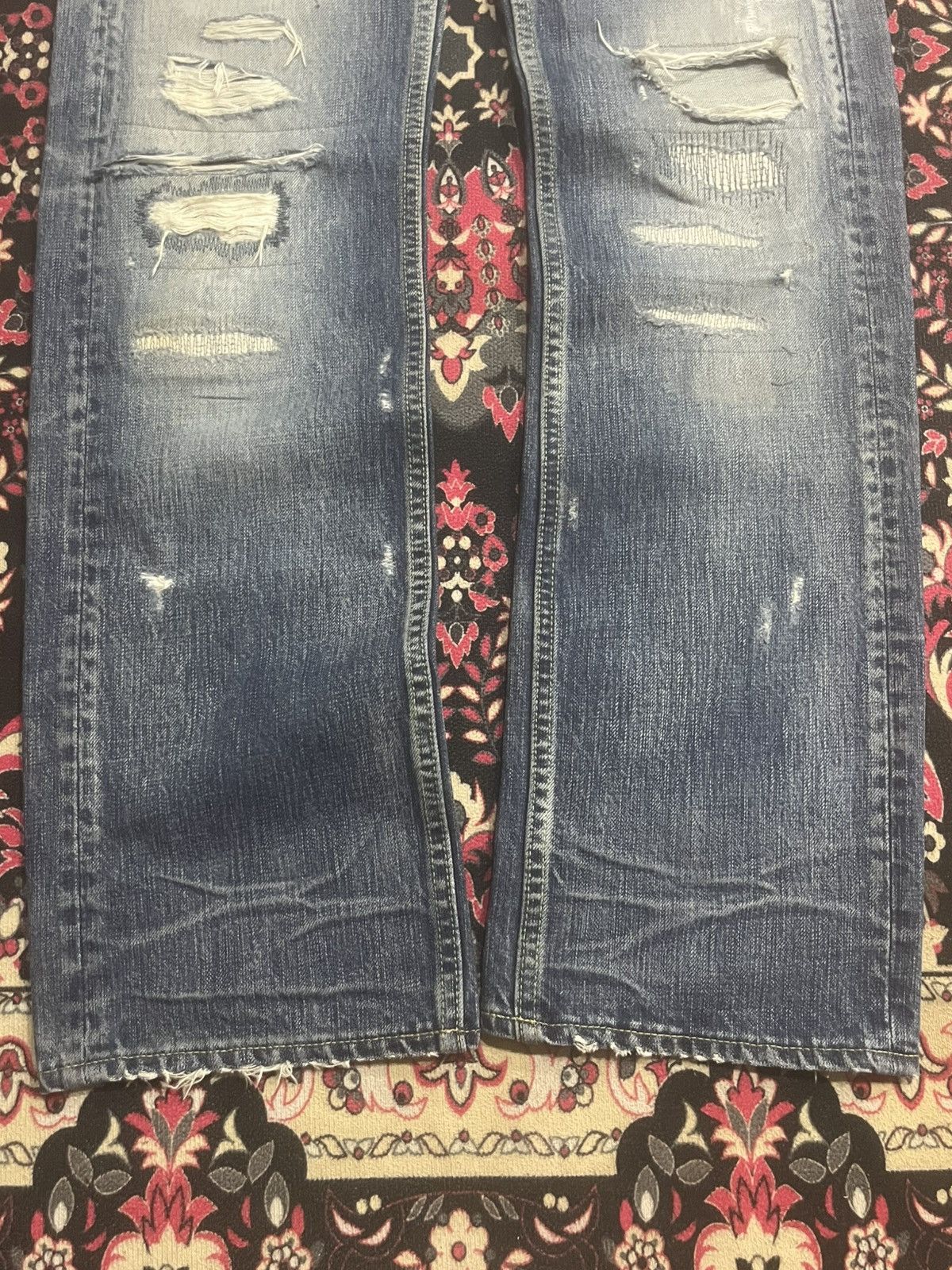 Undercover Vintage Japan Macphee Grunge Sashiko Destroy Blue Jeans Size US 30 / EU 46 - 9 Thumbnail