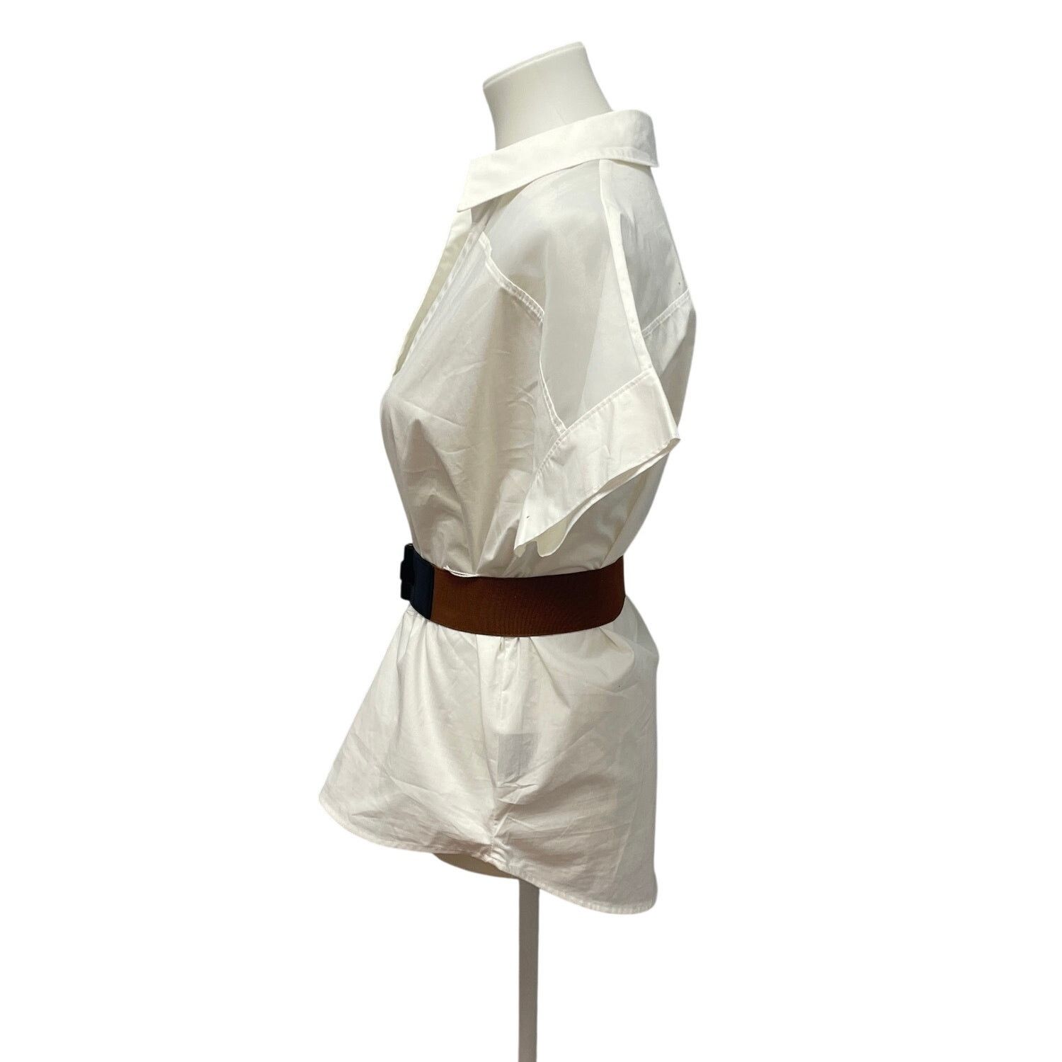 Worthington New Worthington Womens Small Cotton Blend Belted Shirt Size S / US 4 / IT 40 - 3 Thumbnail