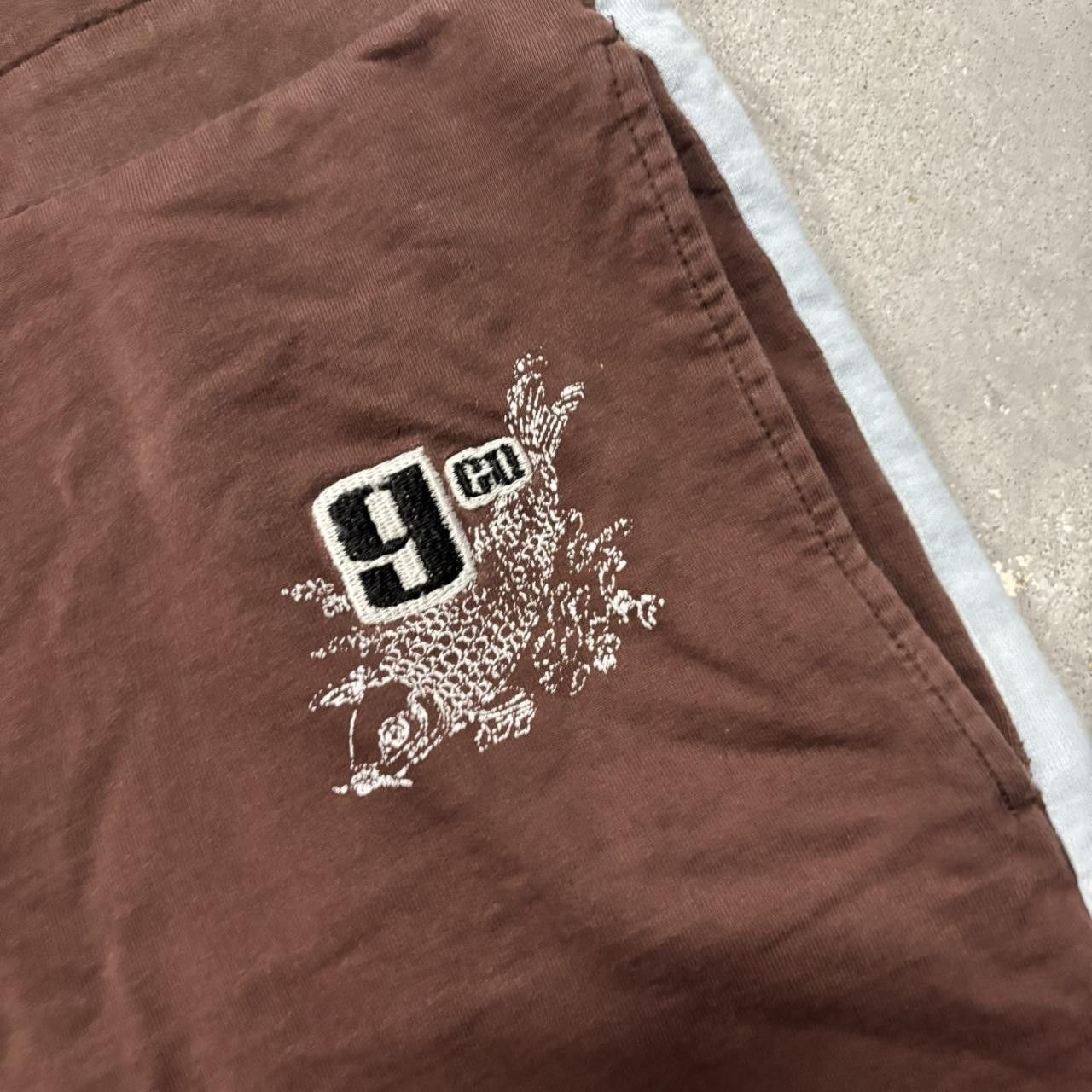 Guess × Vintage Crazy Vintage Y2K/2000s Baggy Brown Blue Striped Guess Streetwear Skater Wide Leg Sweatpants! Size US 34 / EU 50 - 5 Thumbnail