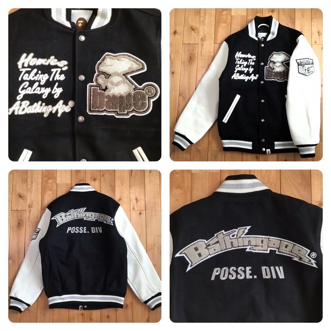 Bape BAPE LOGO Leather Sleeve Varsity Jacket a bathing ape Size US S / EU 44-46 / 1 - 1 Thumbnail