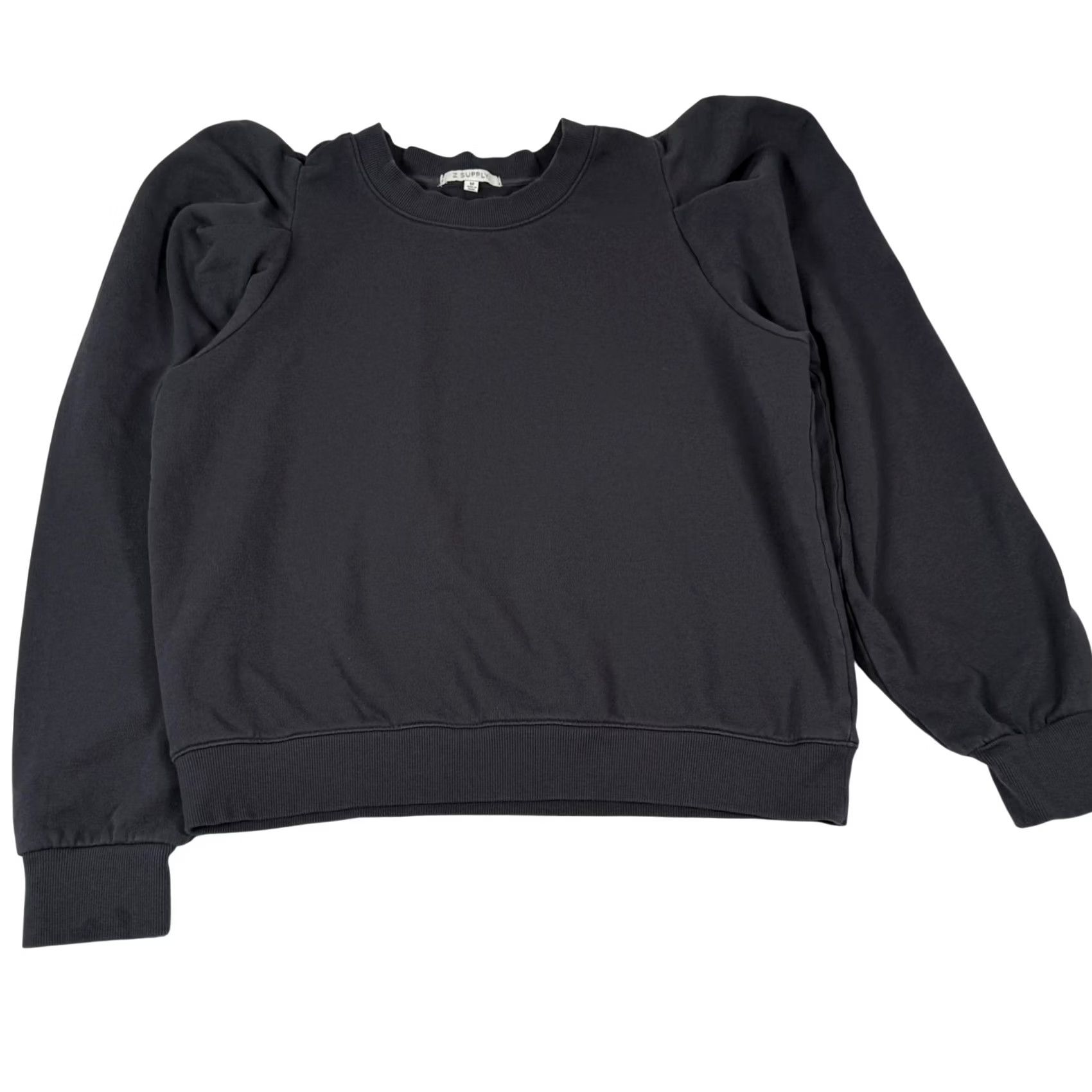 Z Supply Z SUPPLY Sweatshirt Crewneck Puff Sleeve Women Medium Gray Pullover Casual Knit Fleece Cotton Size M / US 6-8 / IT 42-44 - 2 Thumbnail