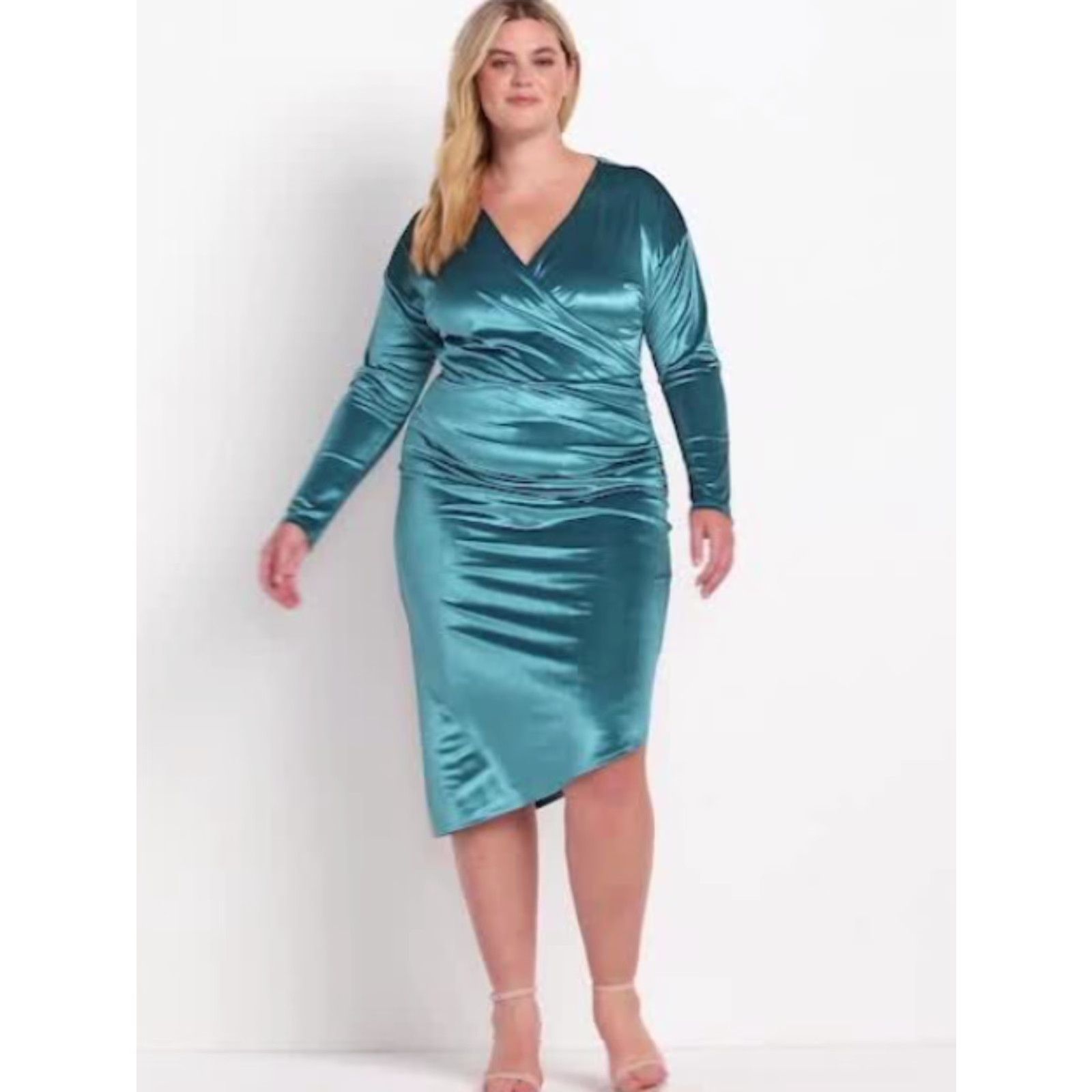 Vintage Lane Bryant Dress Midi Velvet Asymmetric Hem Women Plus 32 Teal Velvet Midi Dress 32 Womens Plus Size Size XXS / US 00 / IT 34 - 8 Thumbnail